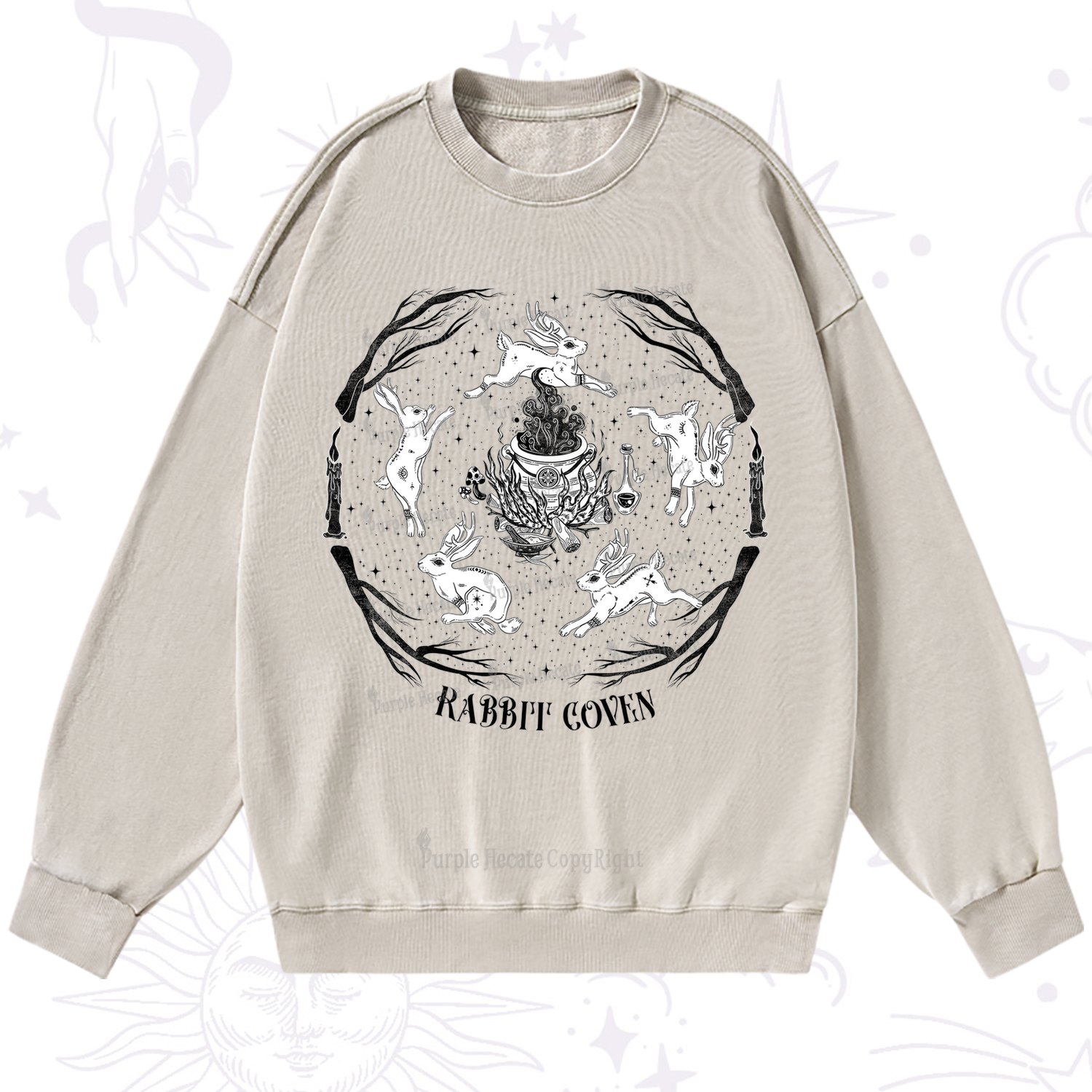 Purplehecate Rabbit Coven Washed Sweatshirt