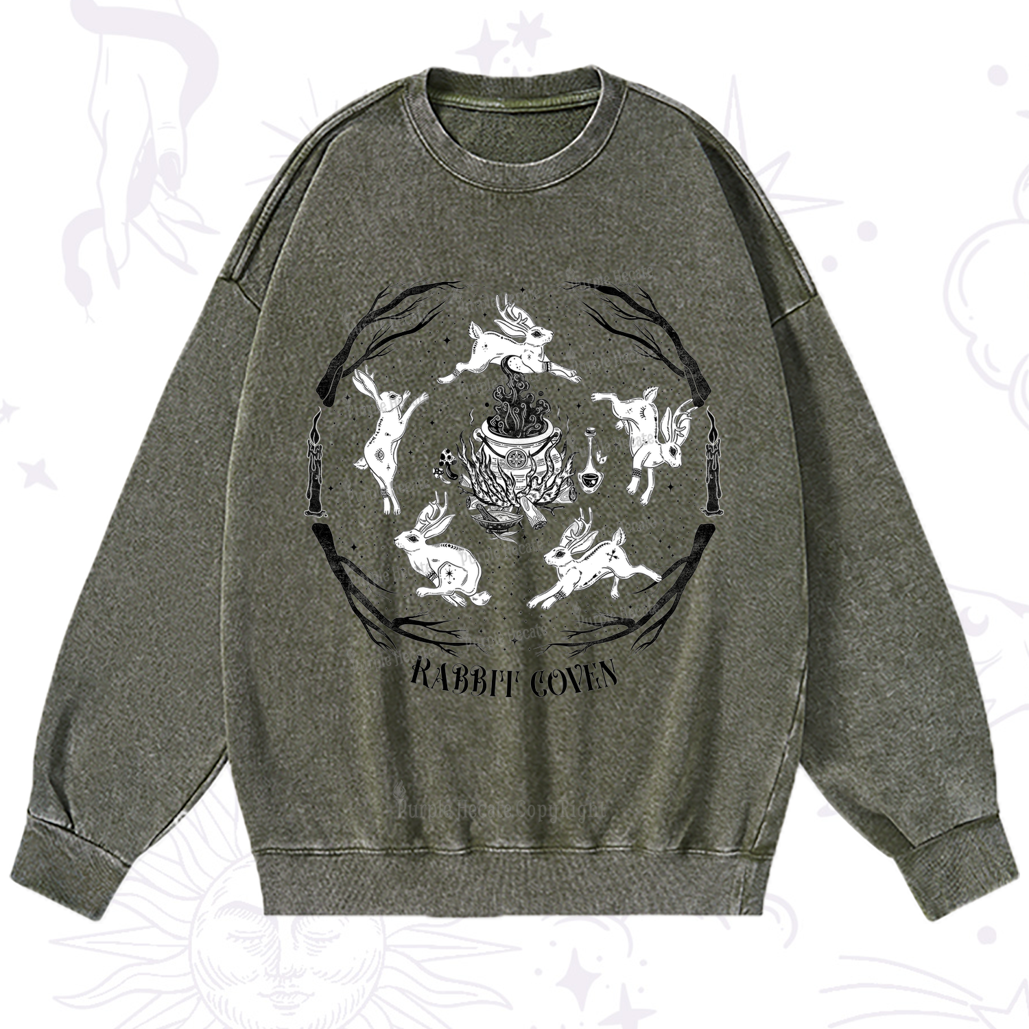 Purplehecate Rabbit Coven Washed Sweatshirt
