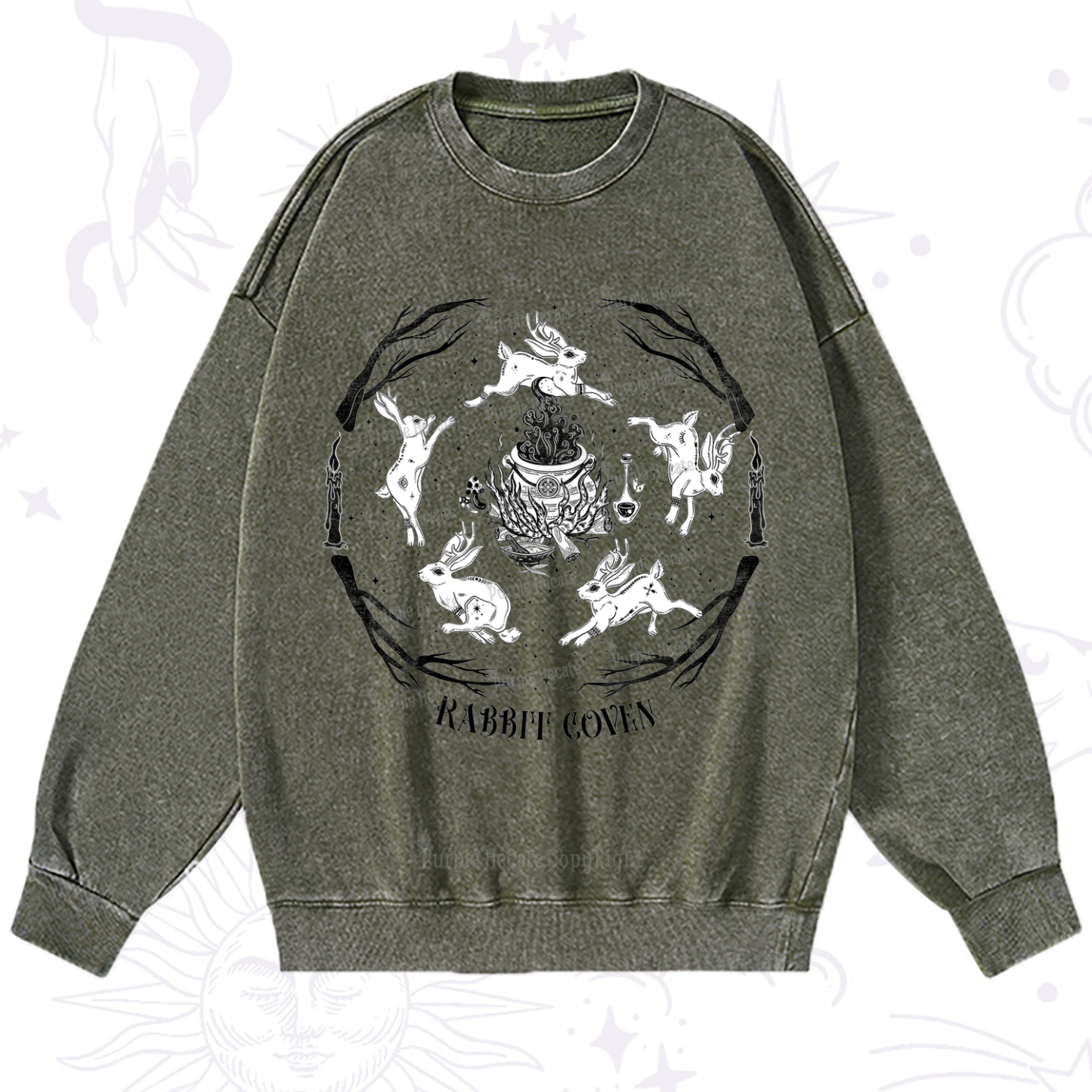 Purplehecate Rabbit Coven Washed Sweatshirt
