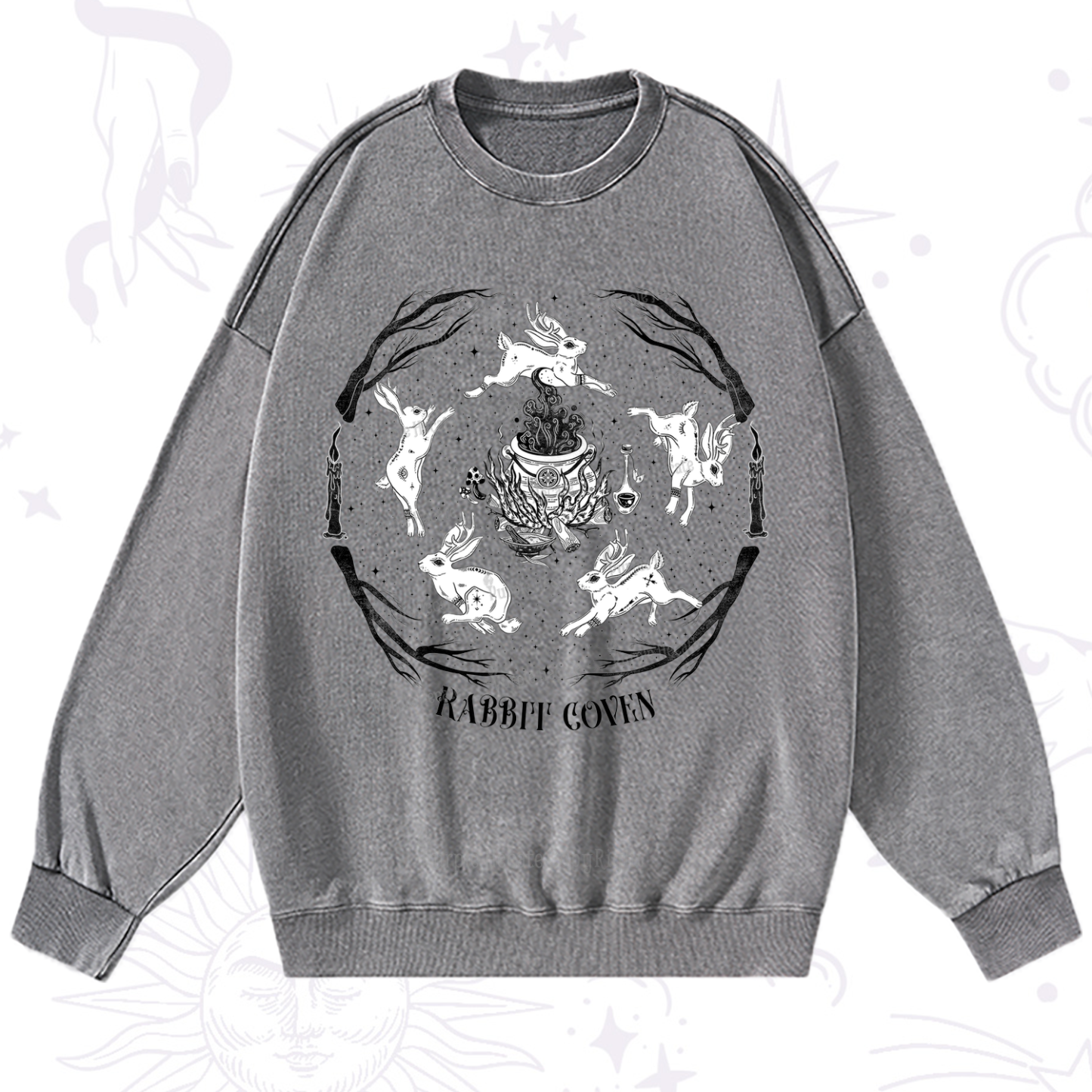 Purplehecate Rabbit Coven Washed Sweatshirt