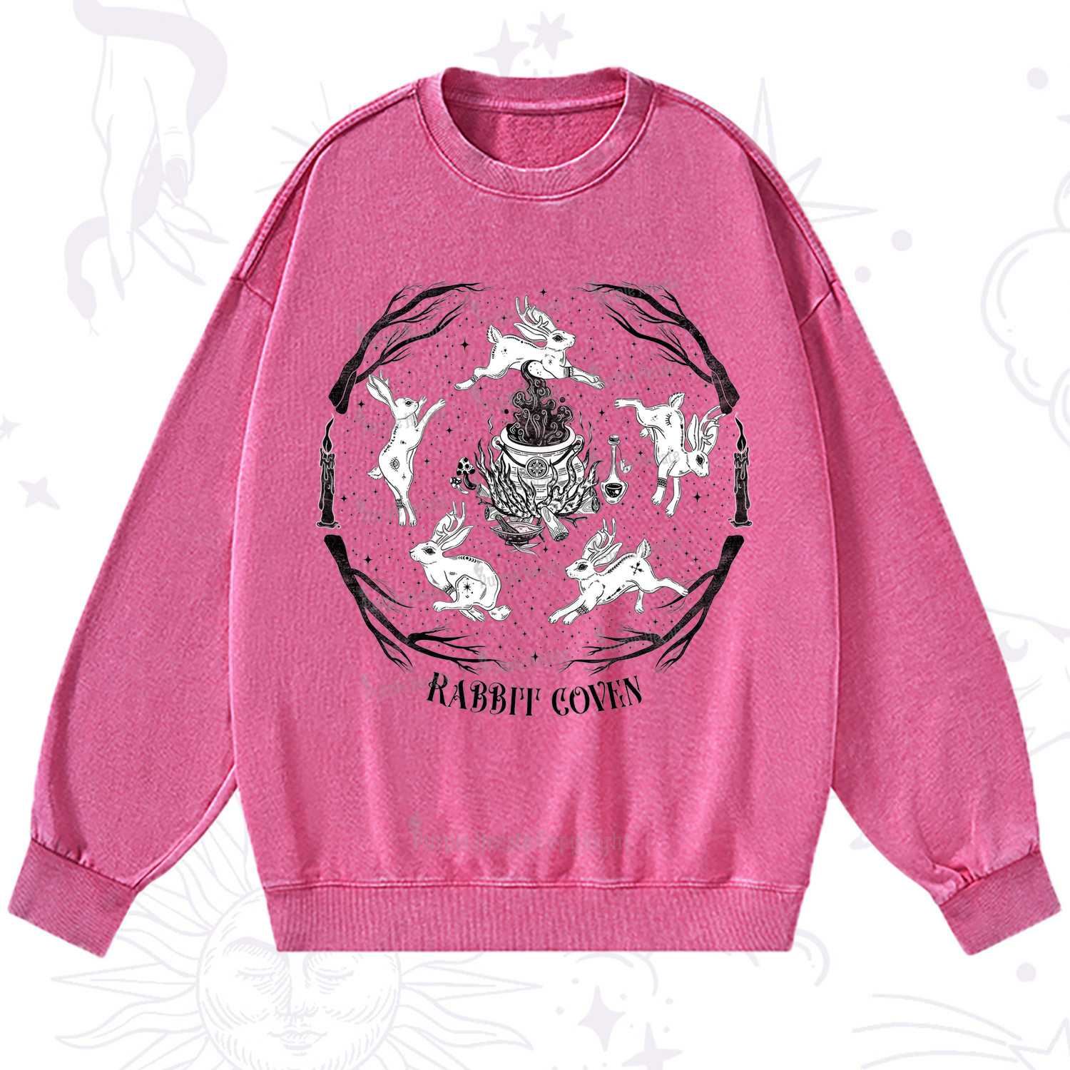 Purplehecate Rabbit Coven Washed Sweatshirt