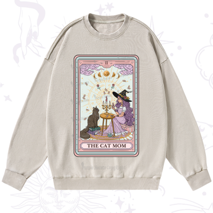 Purplehecate The Cat Witch Mom Tarot Washed Sweatshirt