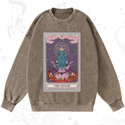 Purplehecate The Witch Tarot Card Washed Sweatshirt
