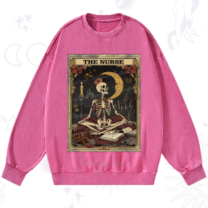 Purplehecate The Nurse Tarot Card Washed Sweatshirt