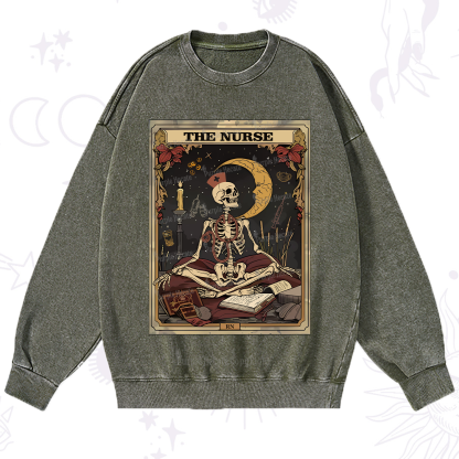 Purplehecate The Nurse Tarot Card Washed Sweatshirt