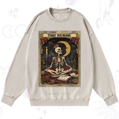 Purplehecate The Nurse Tarot Card Washed Sweatshirt