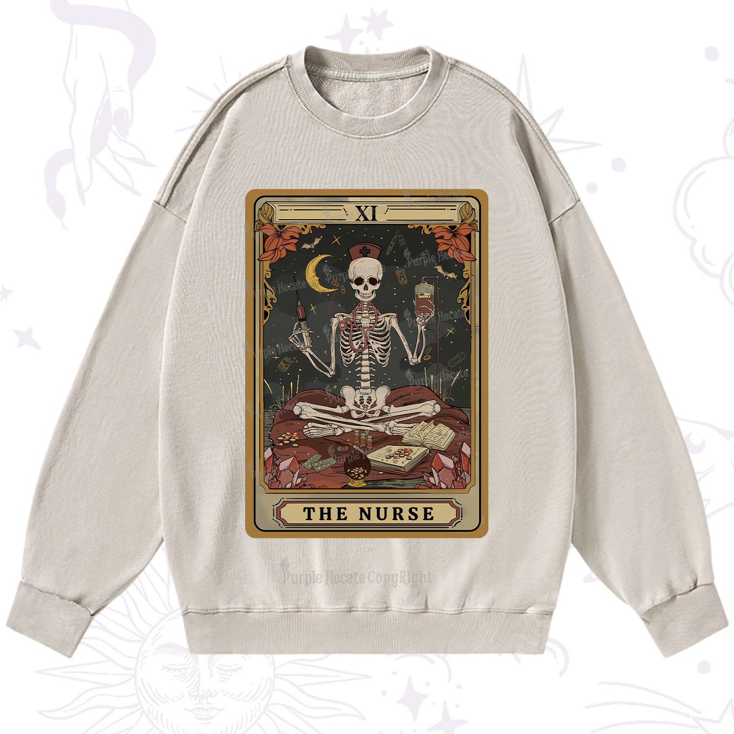 Purplehecate The Nurse Tarot Washed Sweatshirt