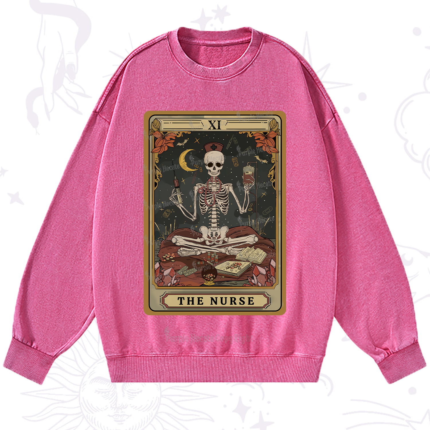 Purplehecate The Nurse Tarot Washed Sweatshirt