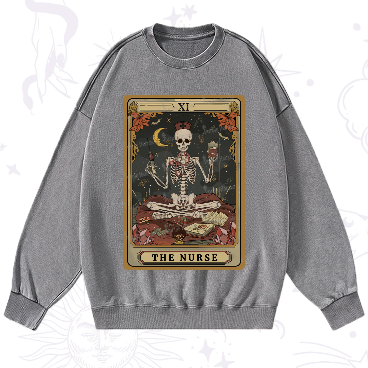 Purplehecate The Nurse Tarot Washed Sweatshirt