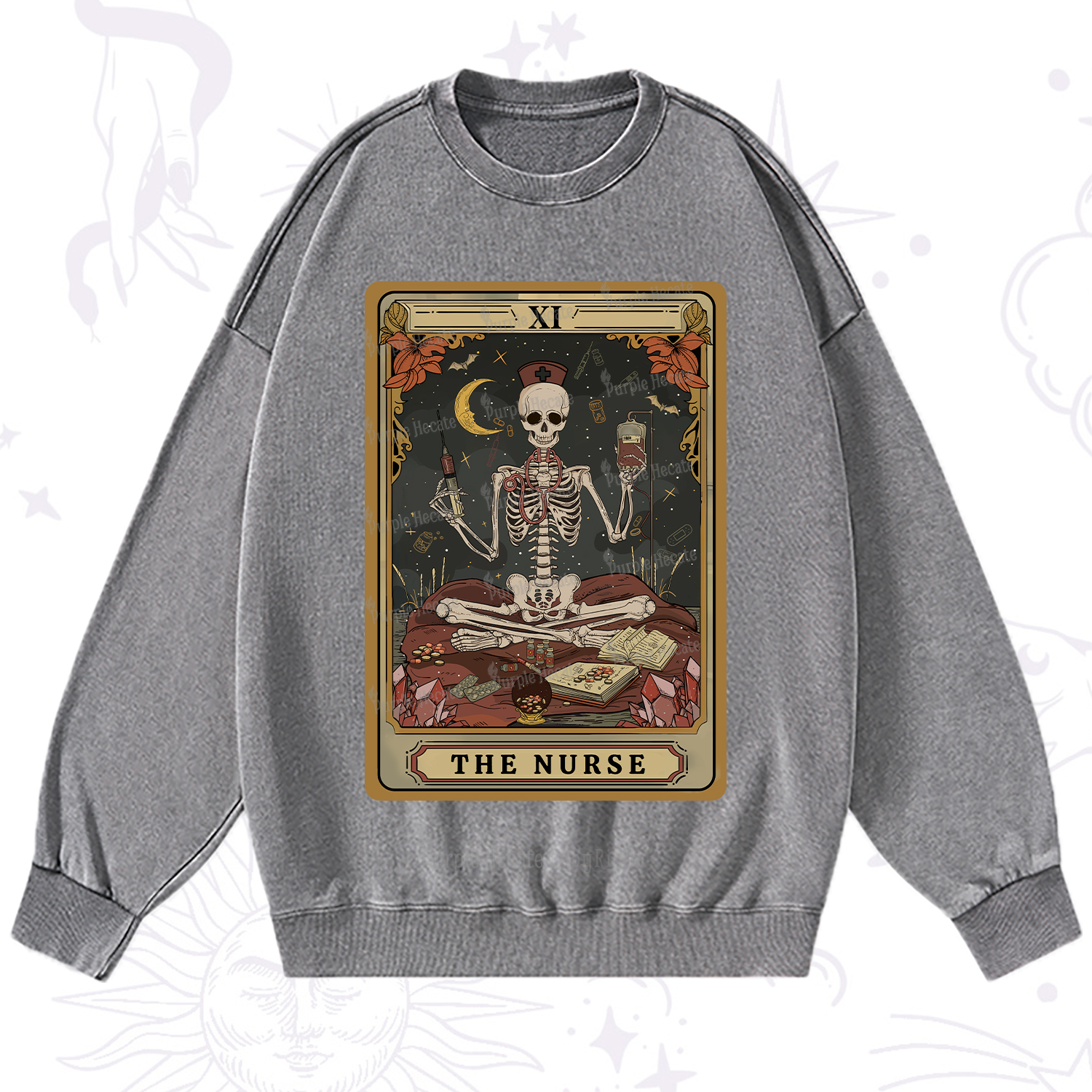 Purplehecate The Nurse Tarot Washed Sweatshirt