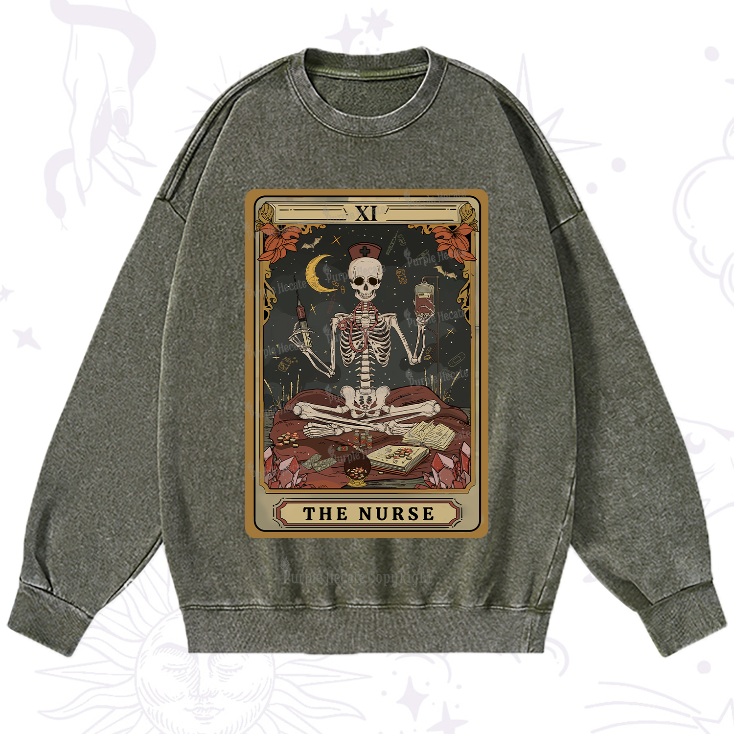 Purplehecate The Nurse Tarot Washed Sweatshirt