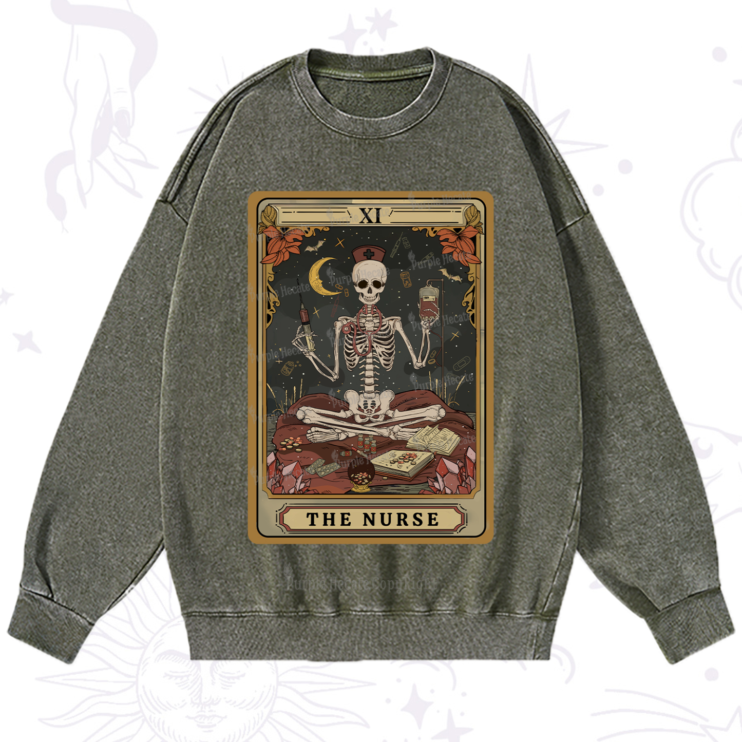 Purplehecate The Nurse Tarot Washed Sweatshirt