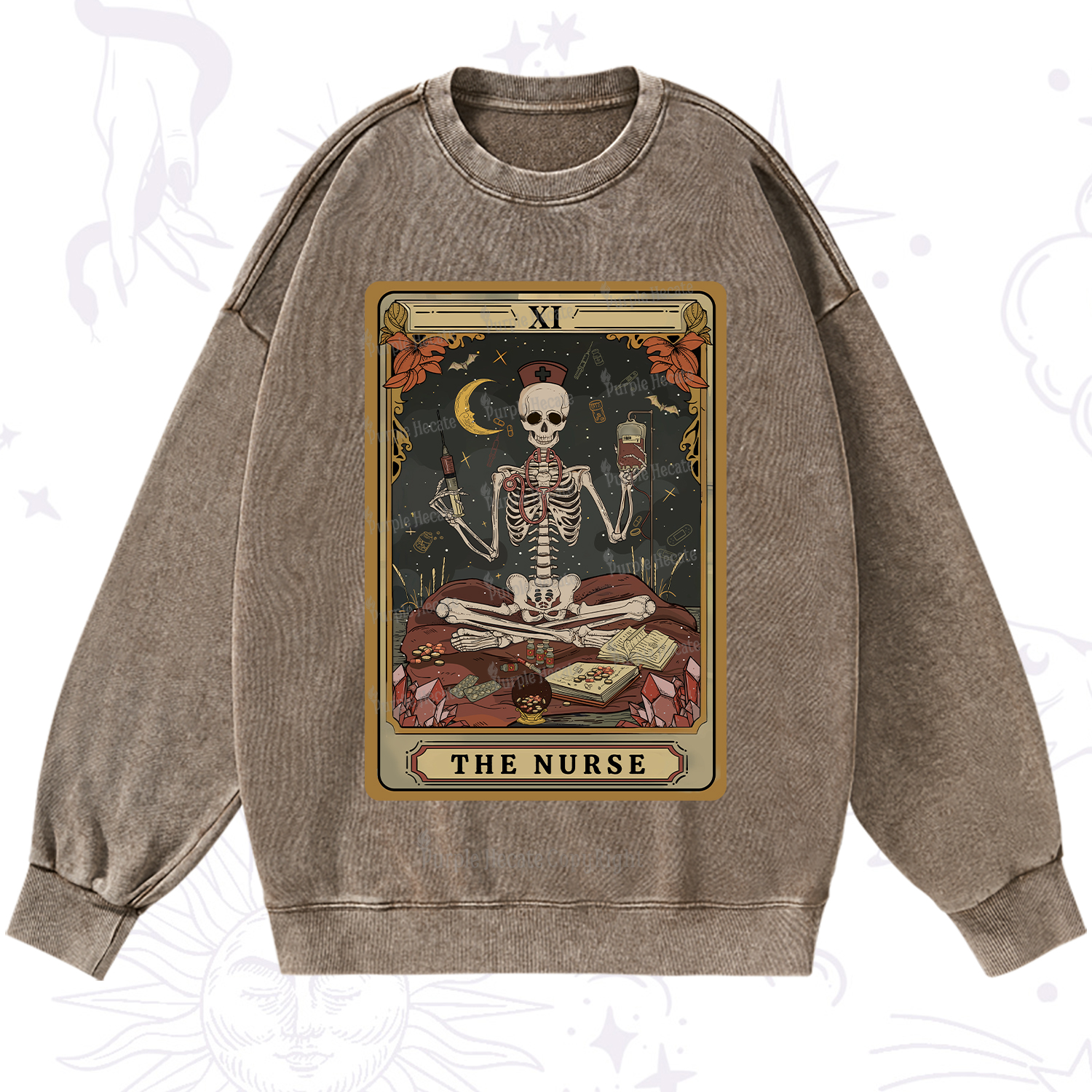 Purplehecate The Nurse Tarot Washed Sweatshirt