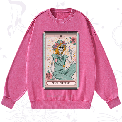 Purplehecate The Nurse Tarot Card Washed Sweatshirt