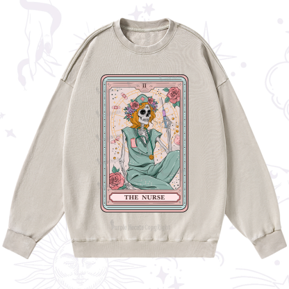 Purplehecate The Nurse Tarot Card Washed Sweatshirt
