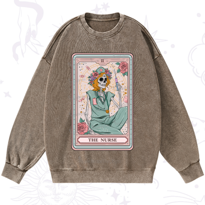 Purplehecate The Nurse Tarot Card Washed Sweatshirt
