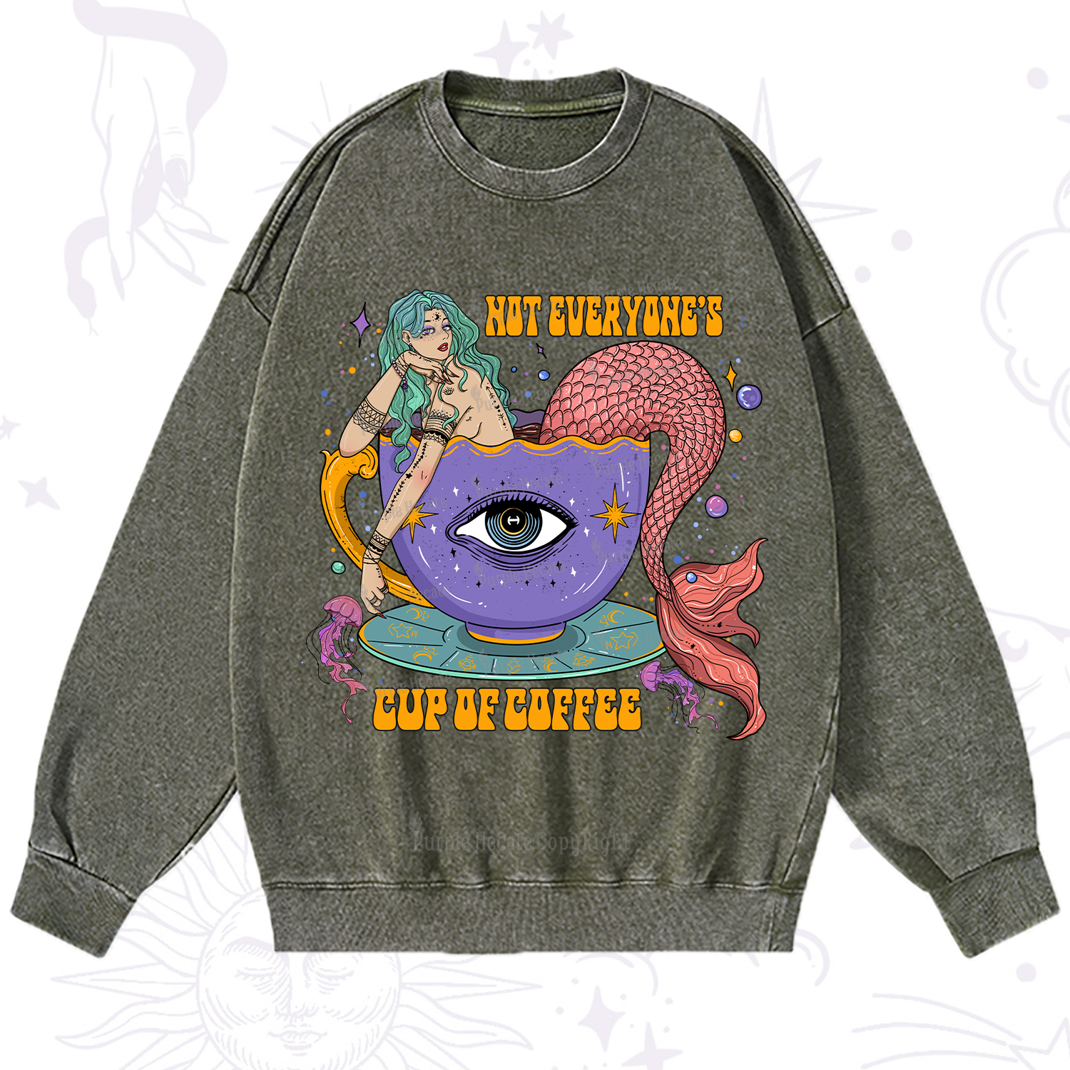 Purplehecate Not Everyone's Cup Of Coffee Washed Sweatshirt