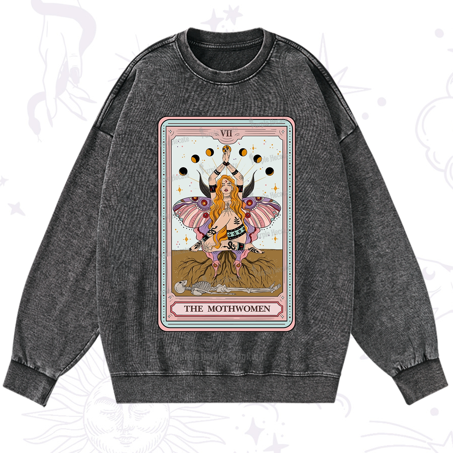 Purplehecate The Mothwomen Tarot Washed Sweatshirt