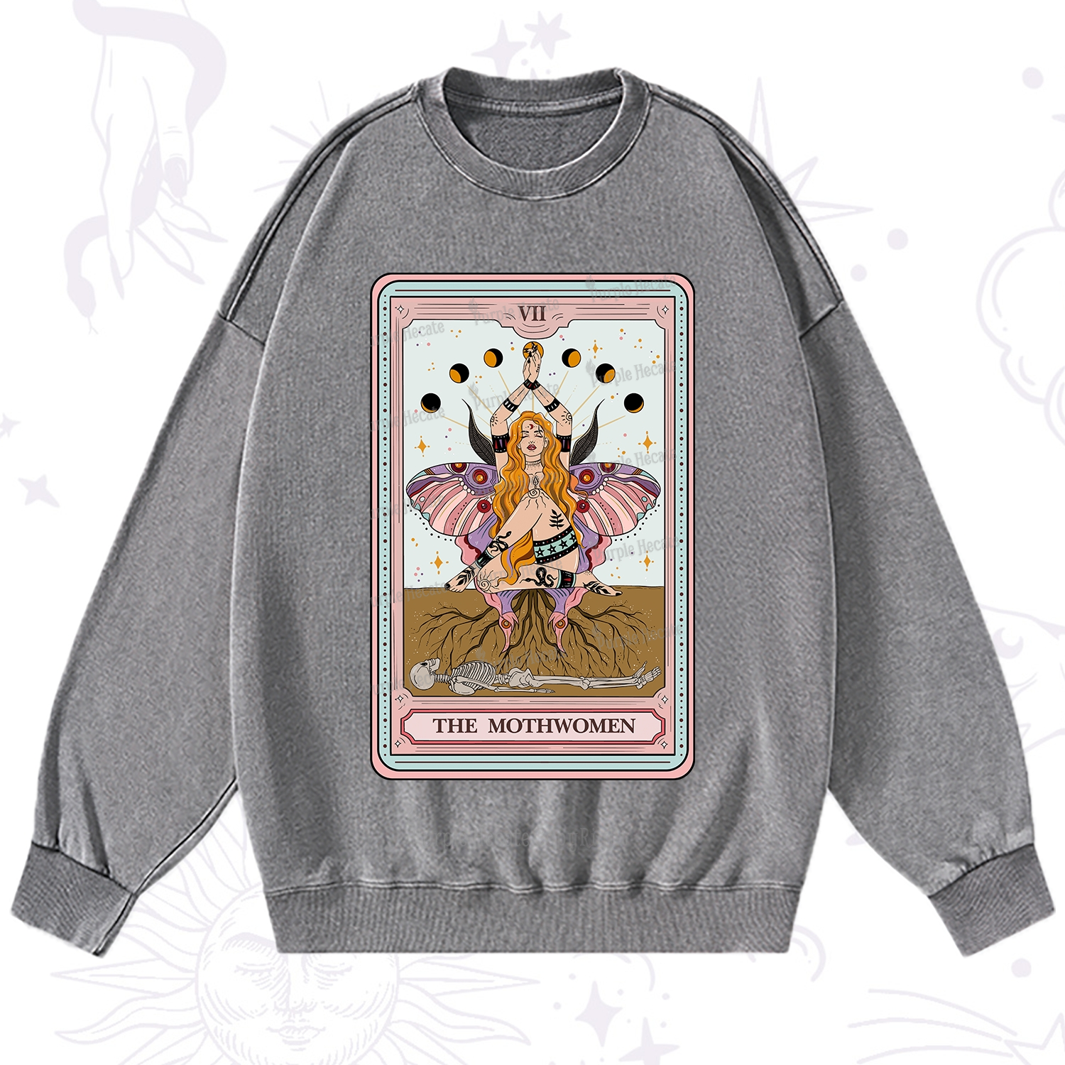Purplehecate The Mothwomen Tarot Washed Sweatshirt