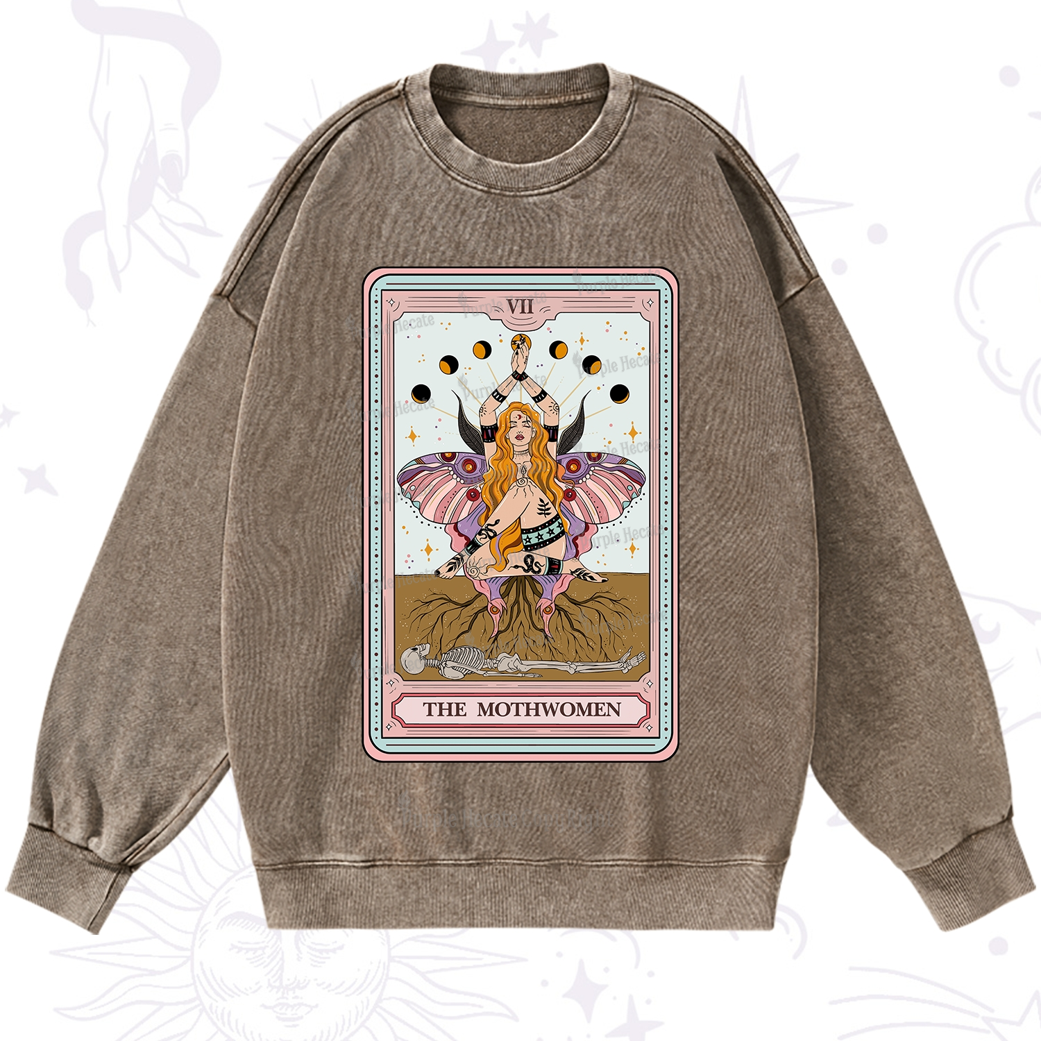 Purplehecate The Mothwomen Tarot Washed Sweatshirt