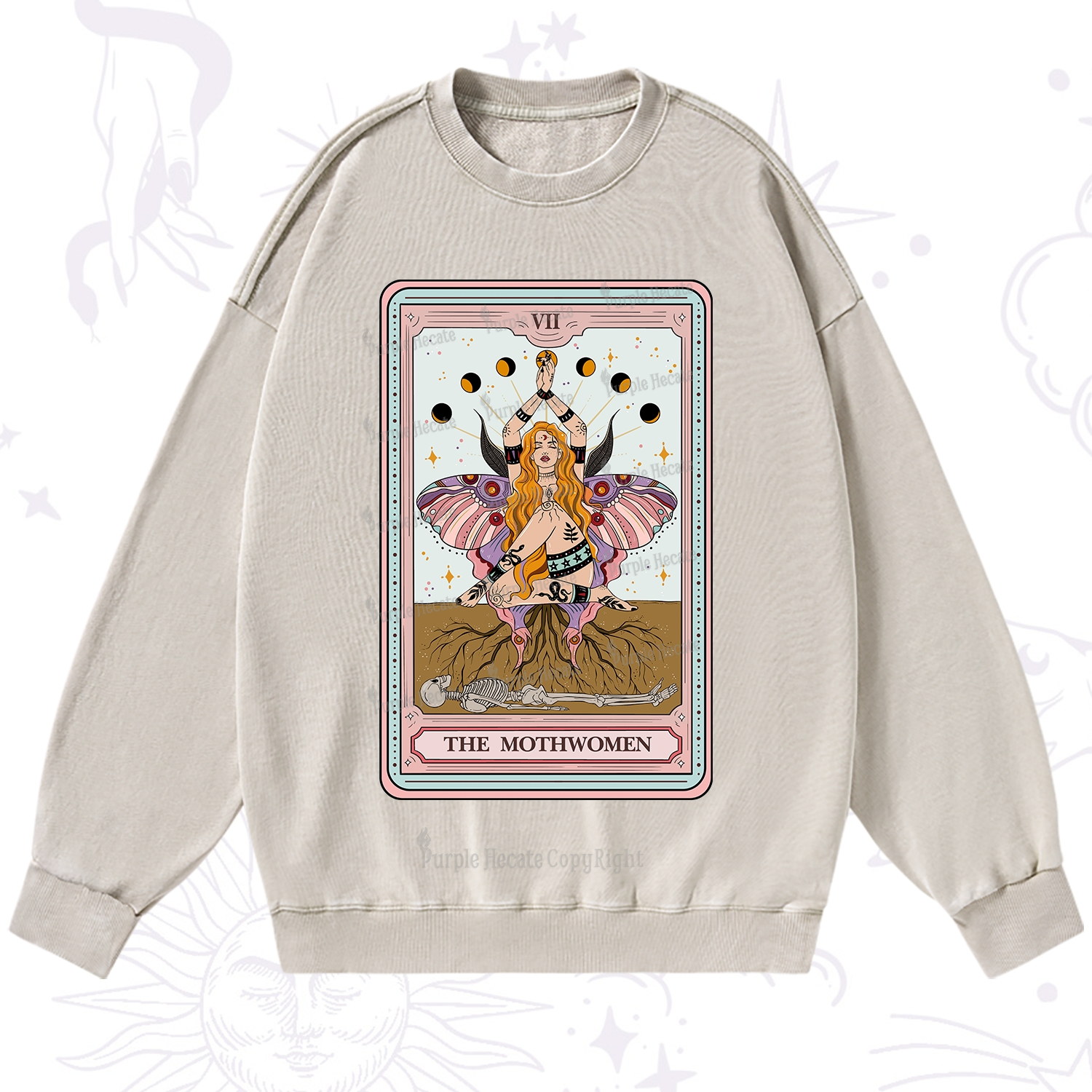 Purplehecate The Mothwomen Tarot Washed Sweatshirt