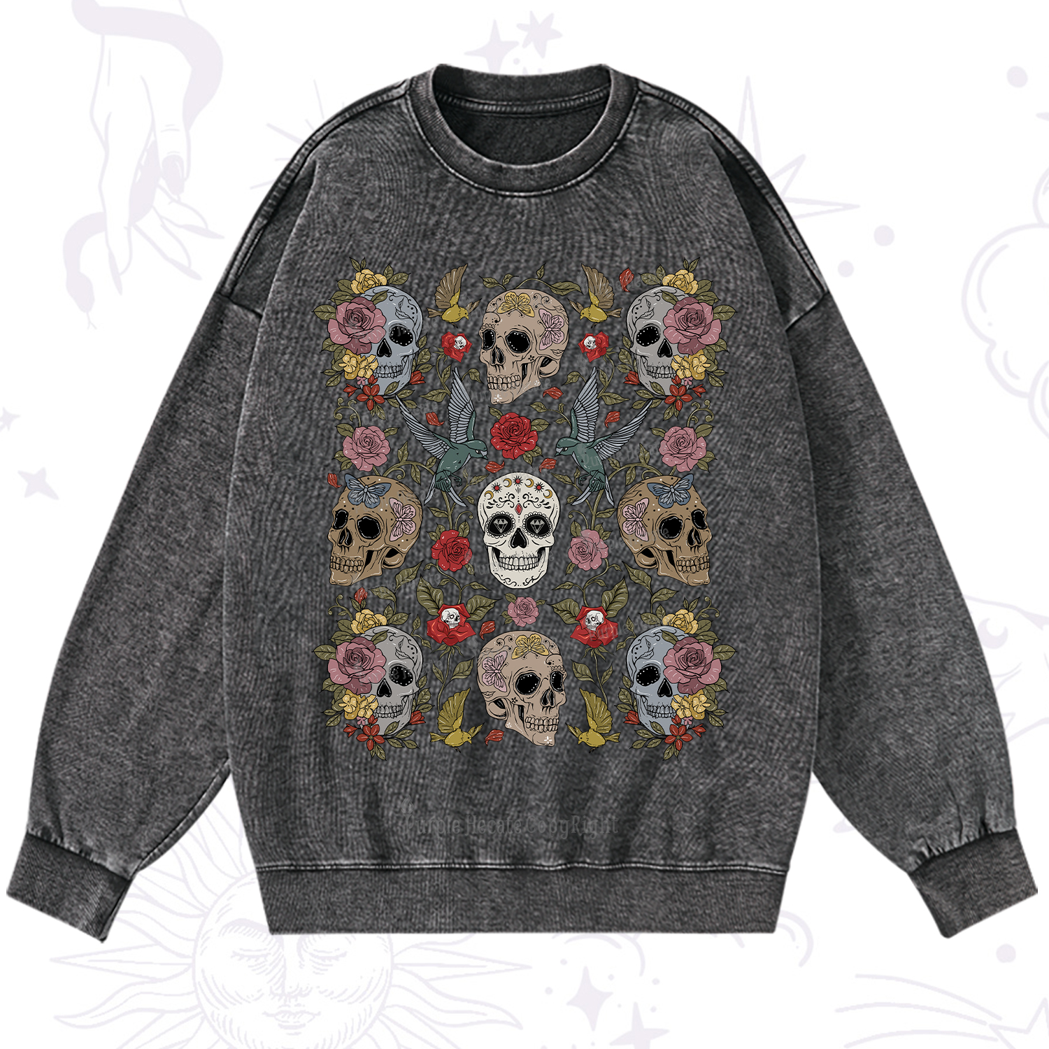 Purplehecate Skull Garden Washed Sweatshirt