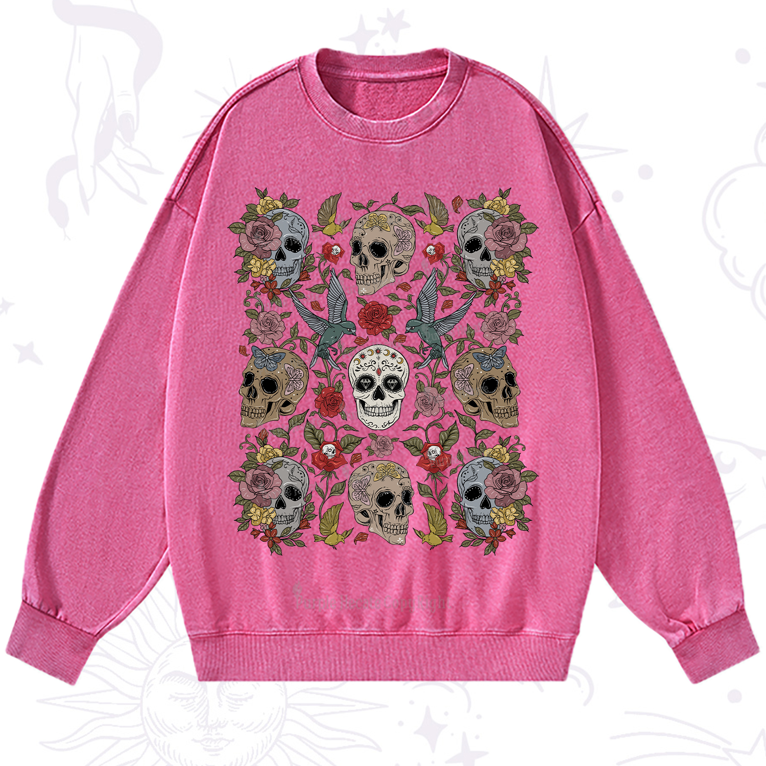 Purplehecate Skull Garden Washed Sweatshirt