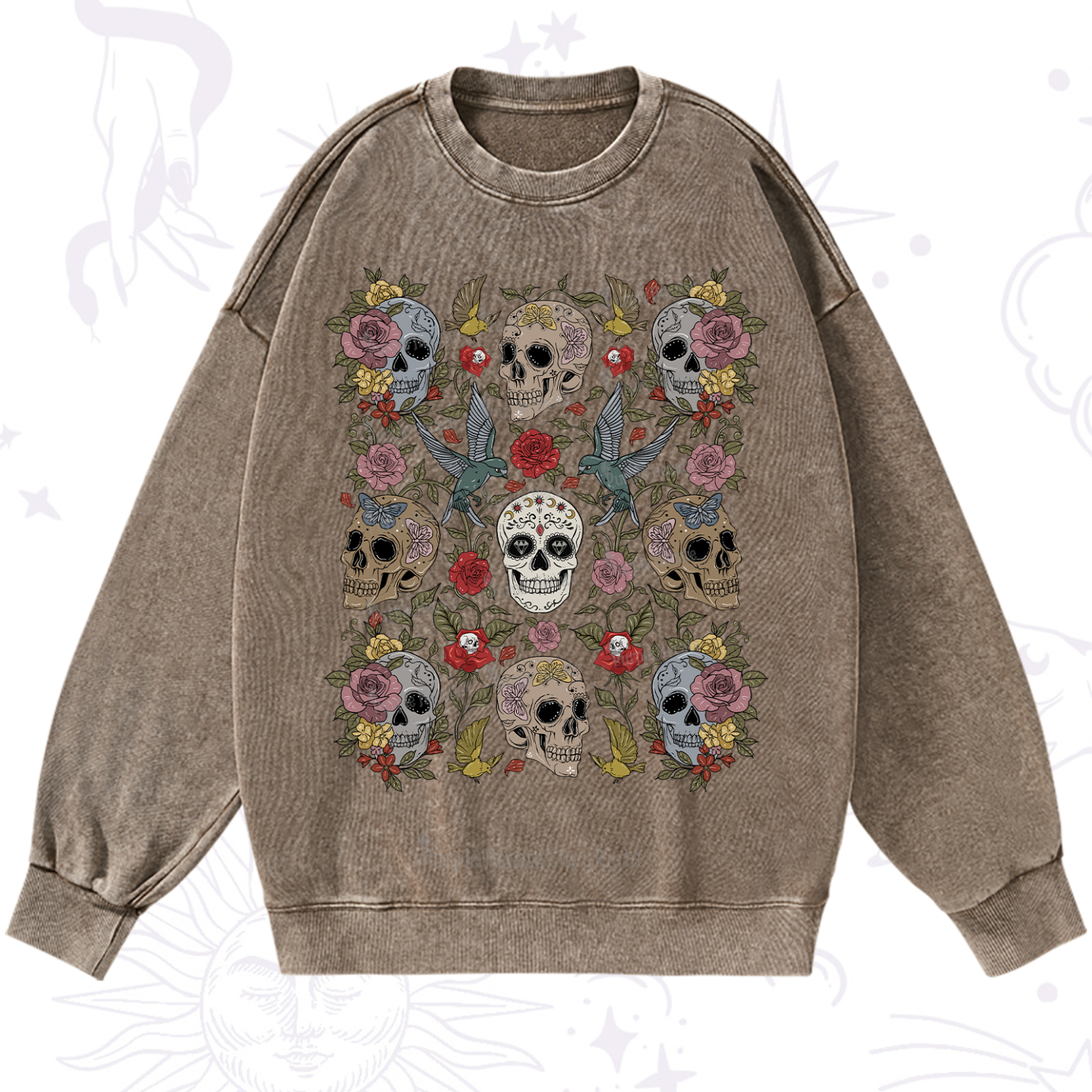 Purplehecate Skull Garden Washed Sweatshirt