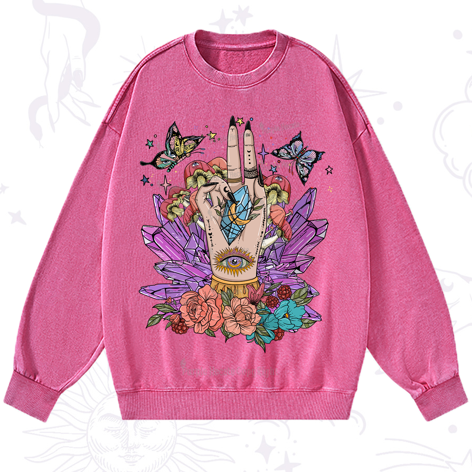 Purplehecate Mystic Crystal Divination Washed Sweatshirt
