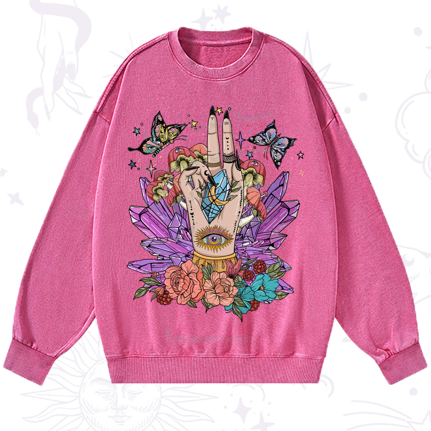 Purplehecate Mystic Crystal Divination Washed Sweatshirt
