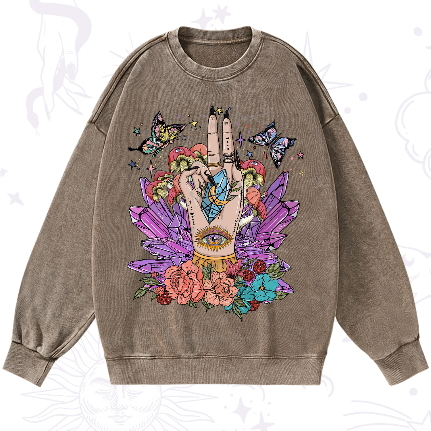 Purplehecate Mystic Crystal Divination Washed Sweatshirt