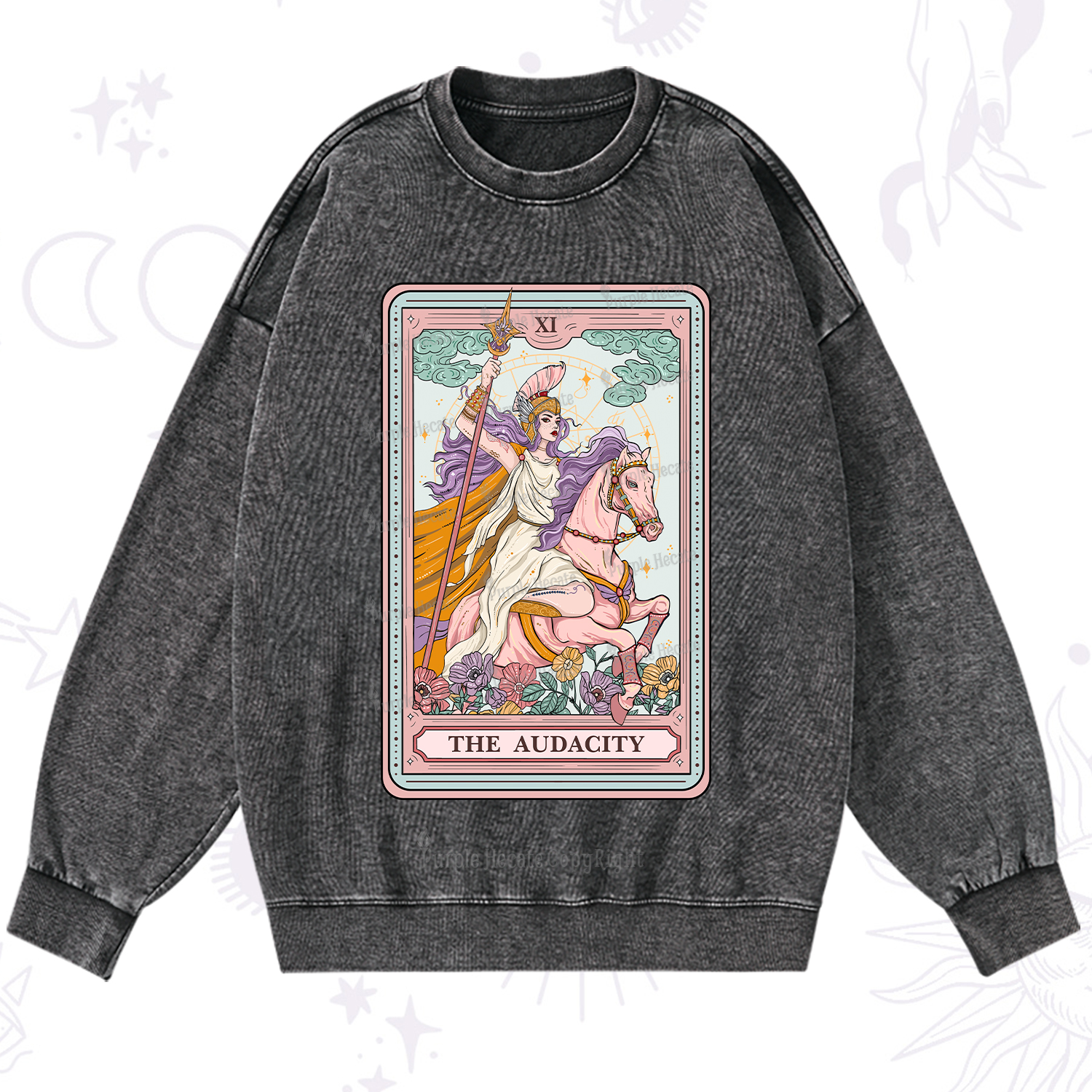 Purplehecate The Audacity Tarot Card Washed Sweatshirt