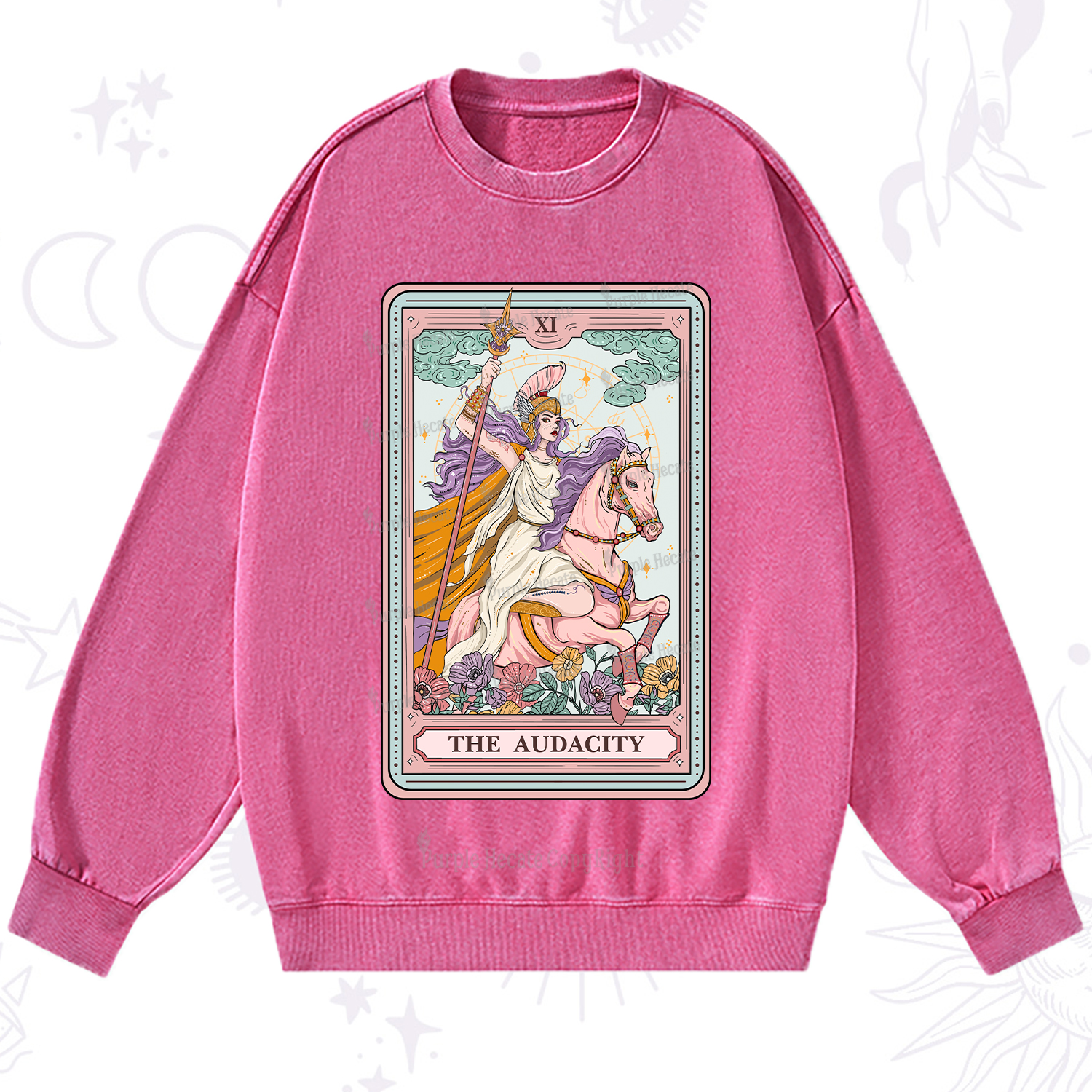 Purplehecate The Audacity Tarot Card Washed Sweatshirt