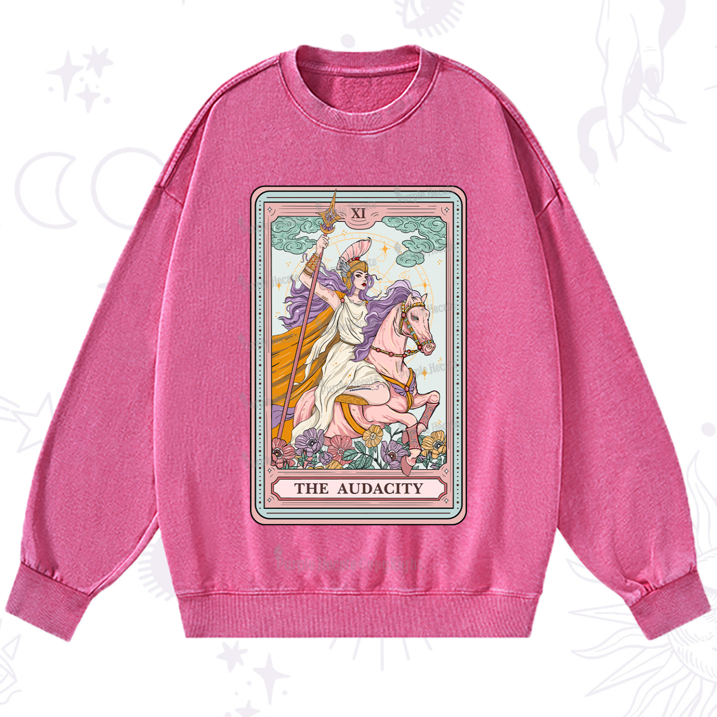 Purplehecate The Audacity Tarot Card Washed Sweatshirt