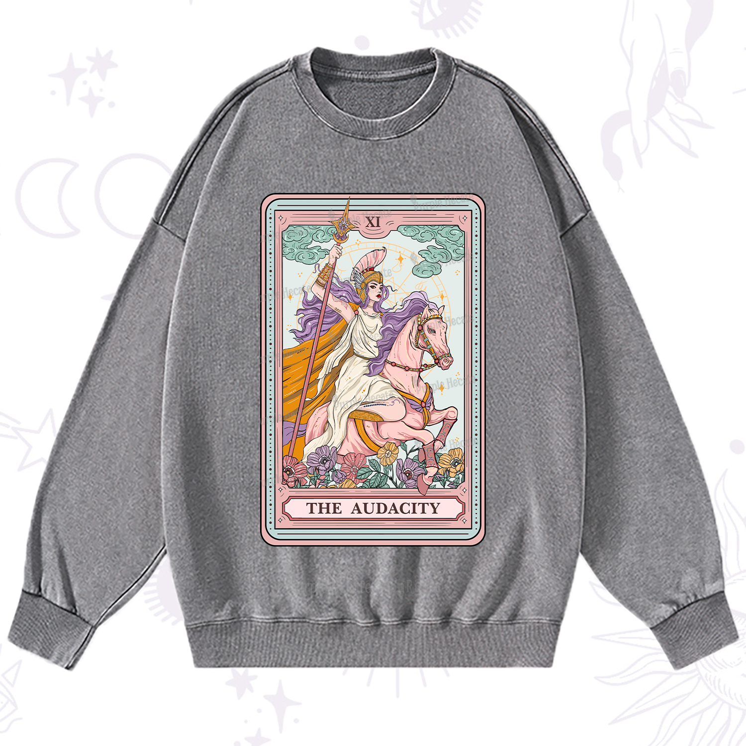 Purplehecate The Audacity Tarot Card Washed Sweatshirt