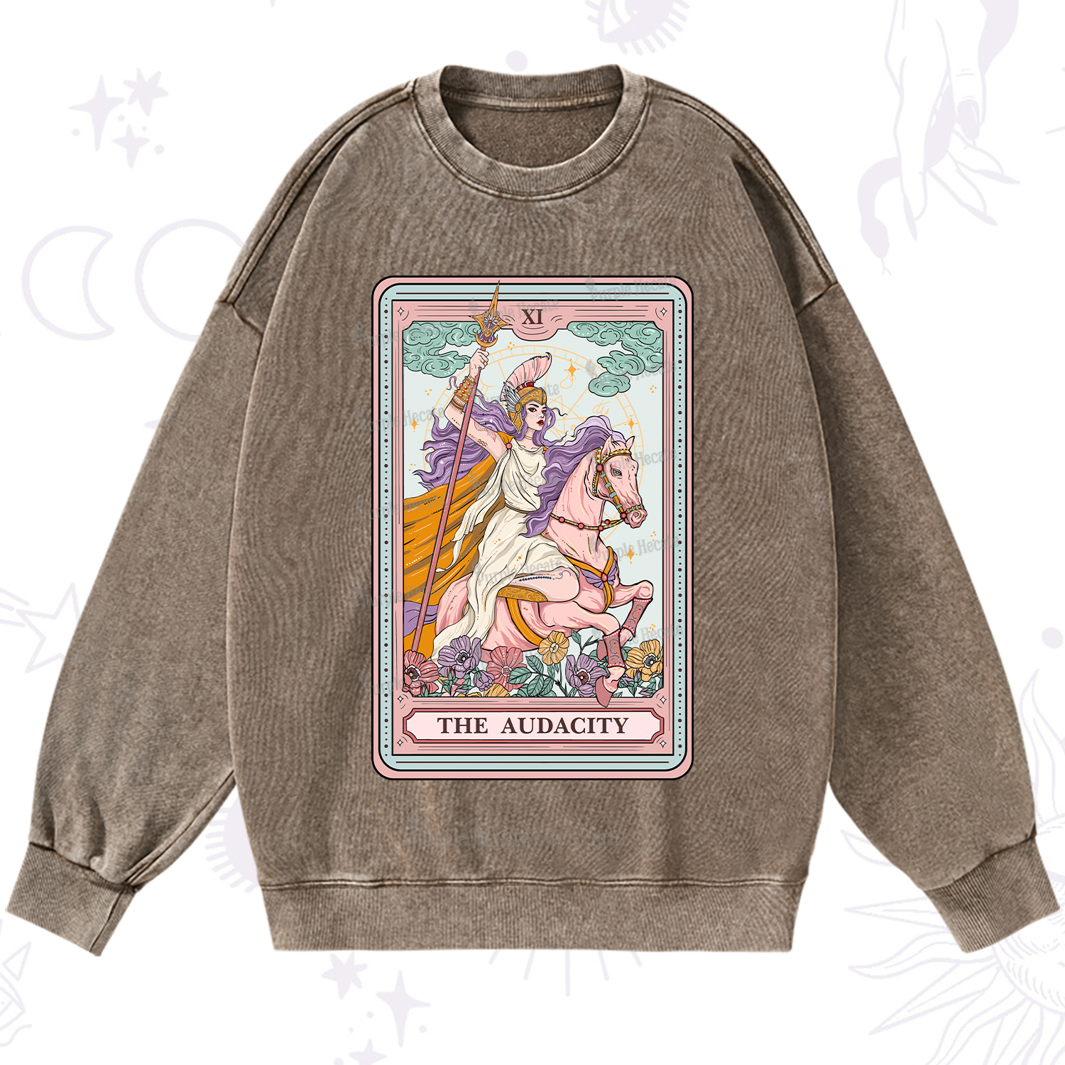 Purplehecate The Audacity Tarot Card Washed Sweatshirt