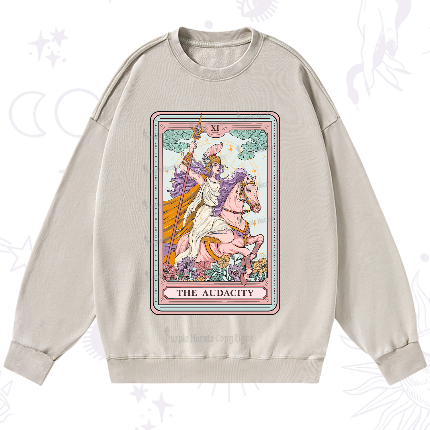 Purplehecate The Audacity Tarot Card Washed Sweatshirt