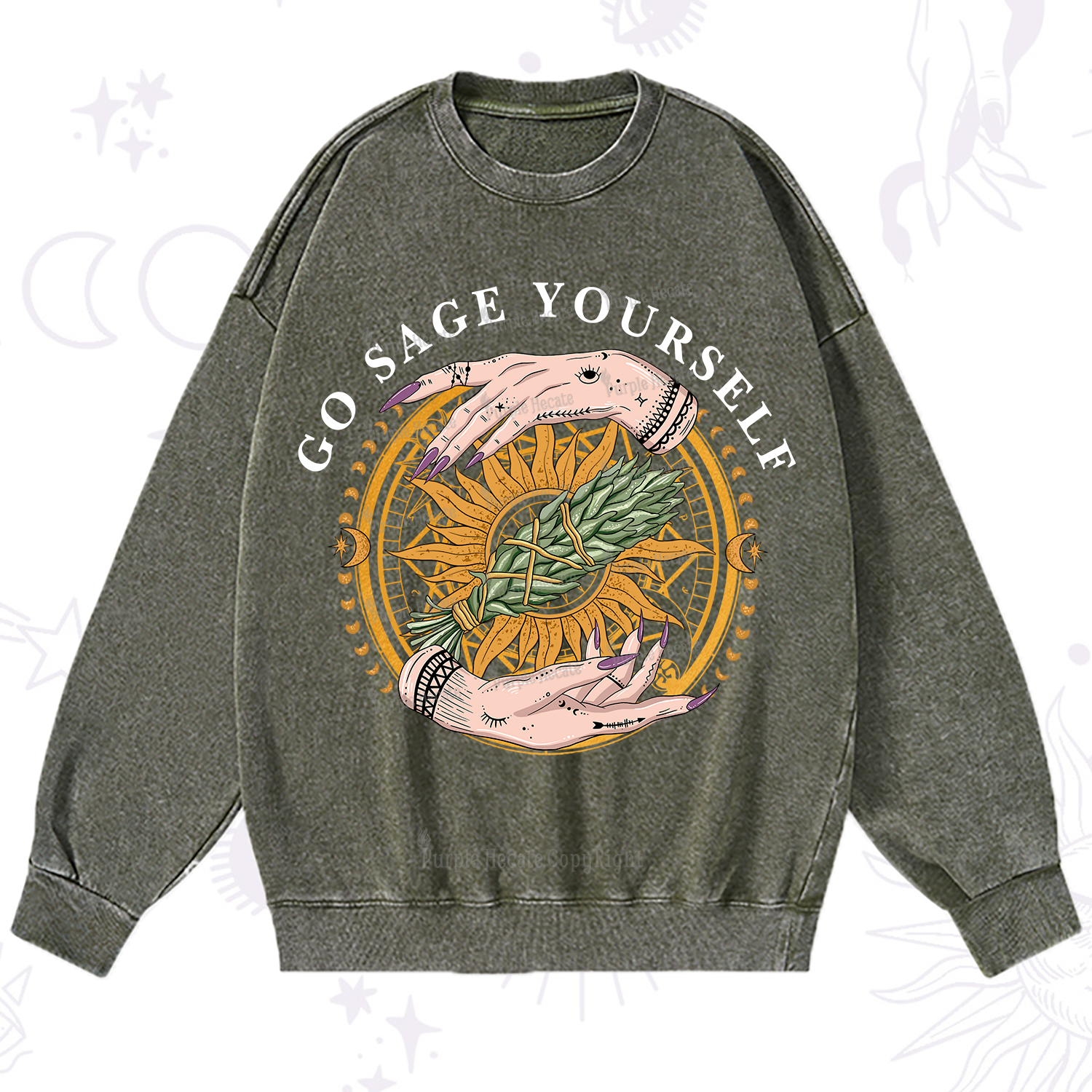Purplehecate Sage Your Spirit Washed Sweatshirt