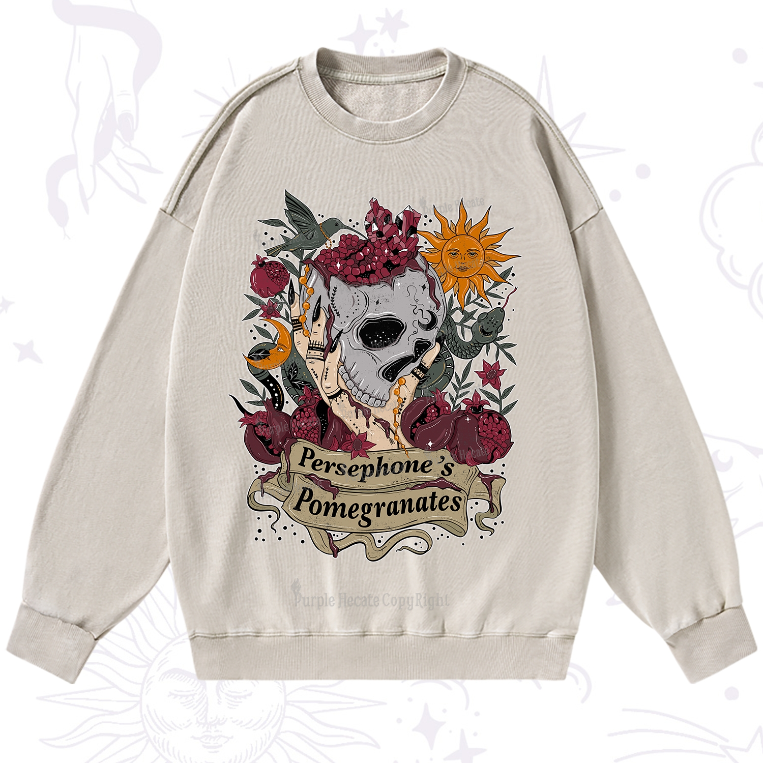 Purplehecate Persephone's Pomegranates Washed Sweatshirt