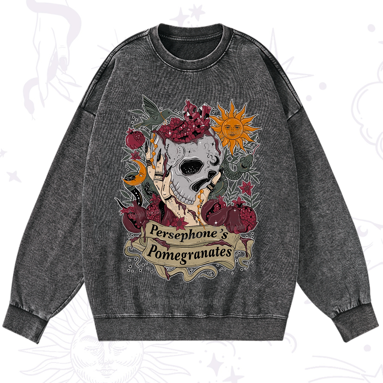 Purplehecate Persephone's Pomegranates Washed Sweatshirt