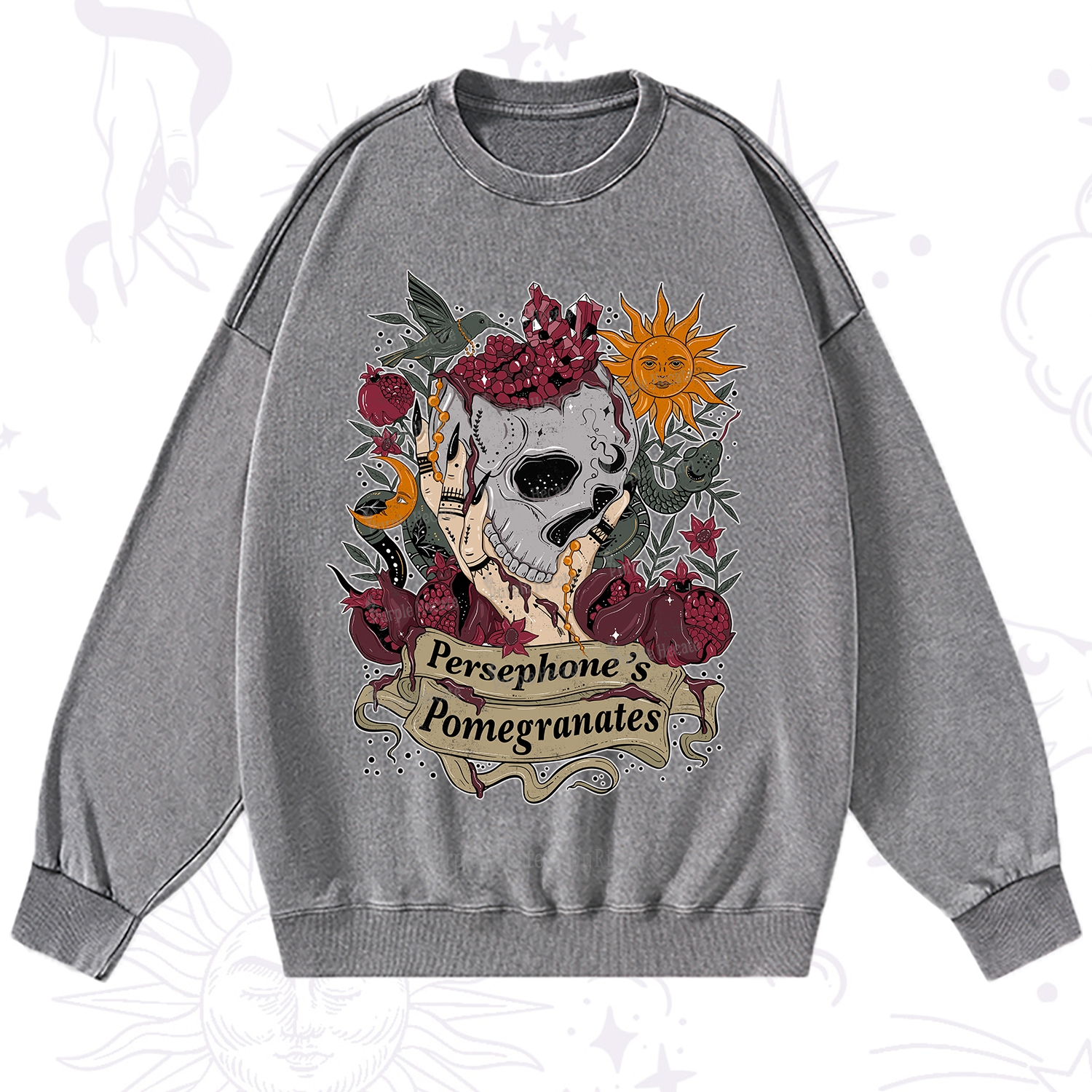 Purplehecate Persephone's Pomegranates Washed Sweatshirt
