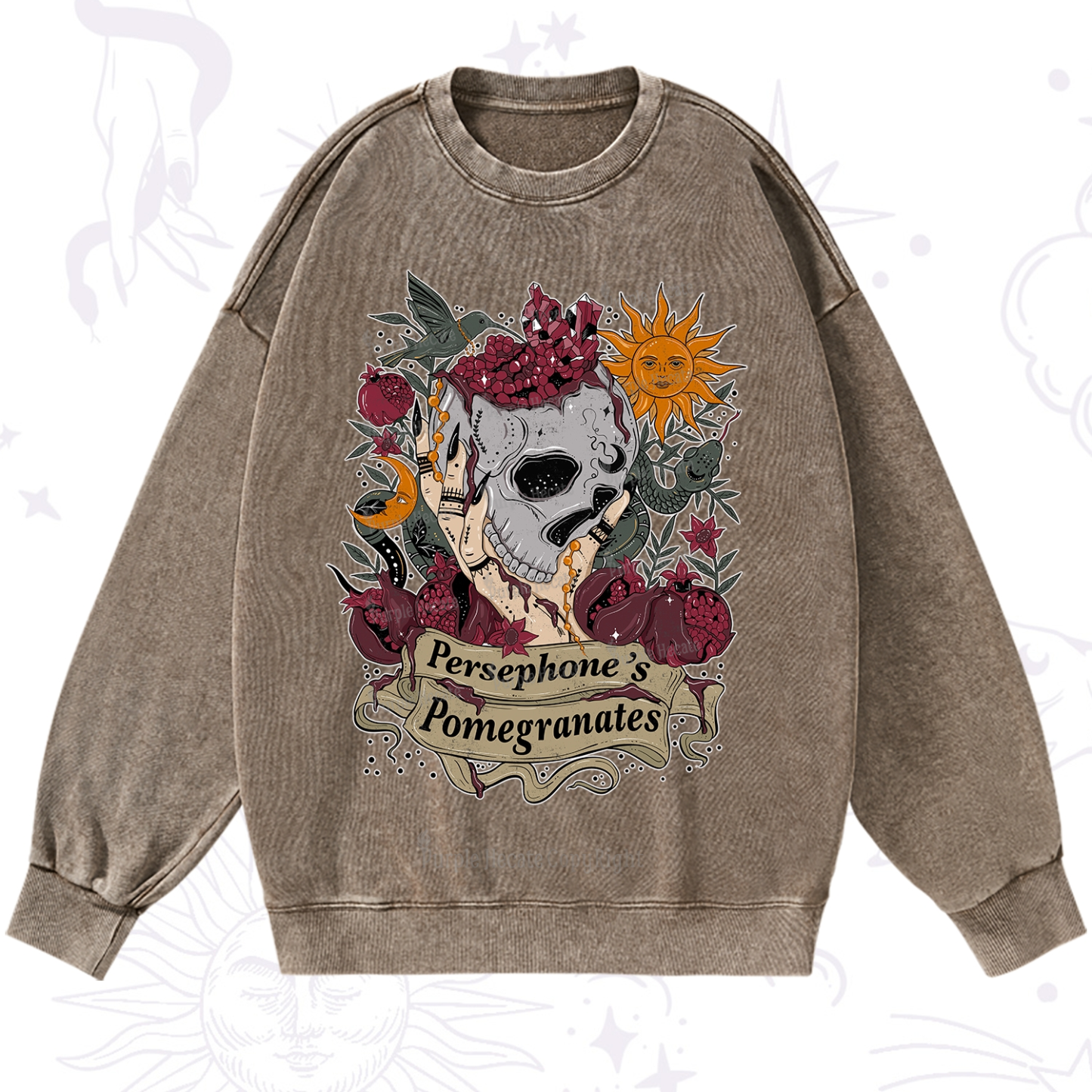 Purplehecate Persephone's Pomegranates Washed Sweatshirt