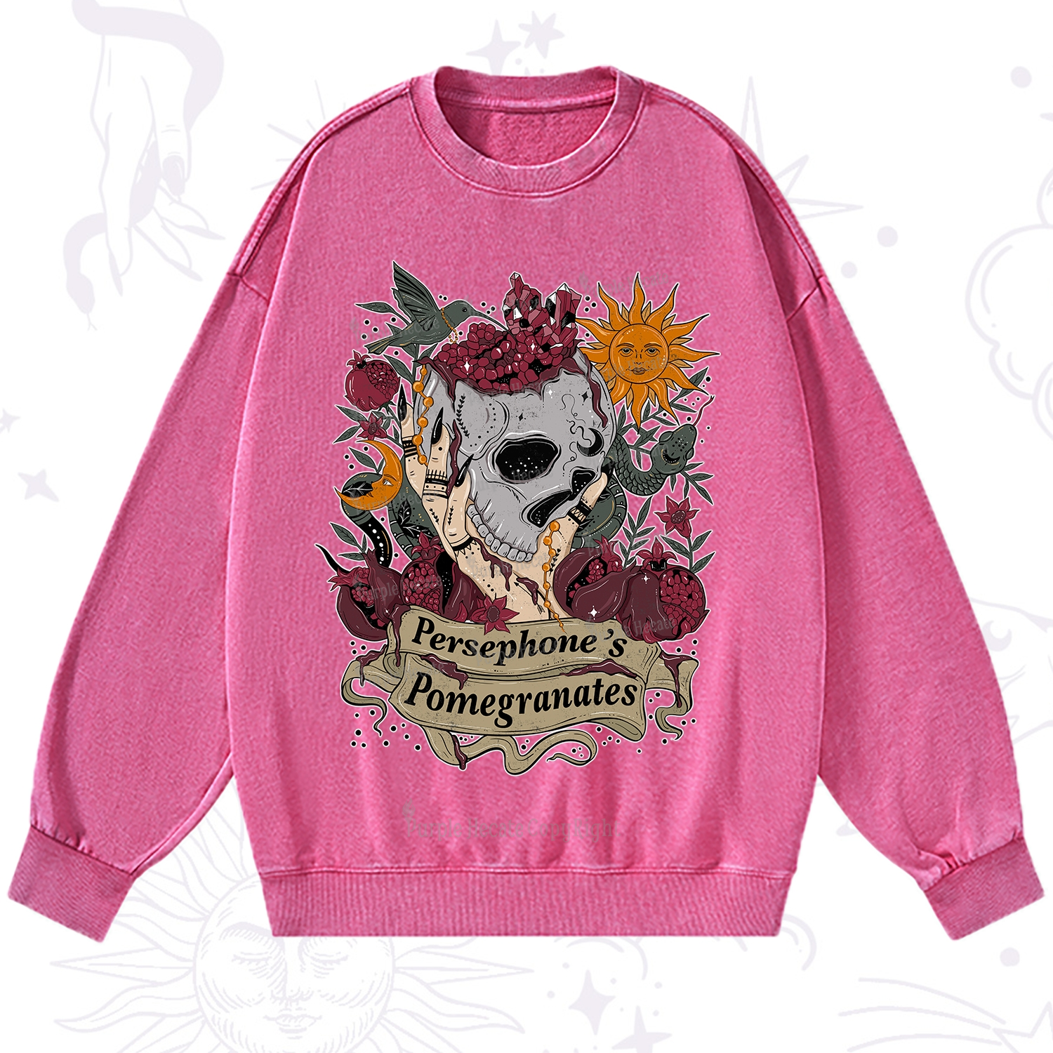 Purplehecate Persephone's Pomegranates Washed Sweatshirt