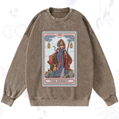 Purplehecate The Hermit Tarot Card Washed Sweatshirt