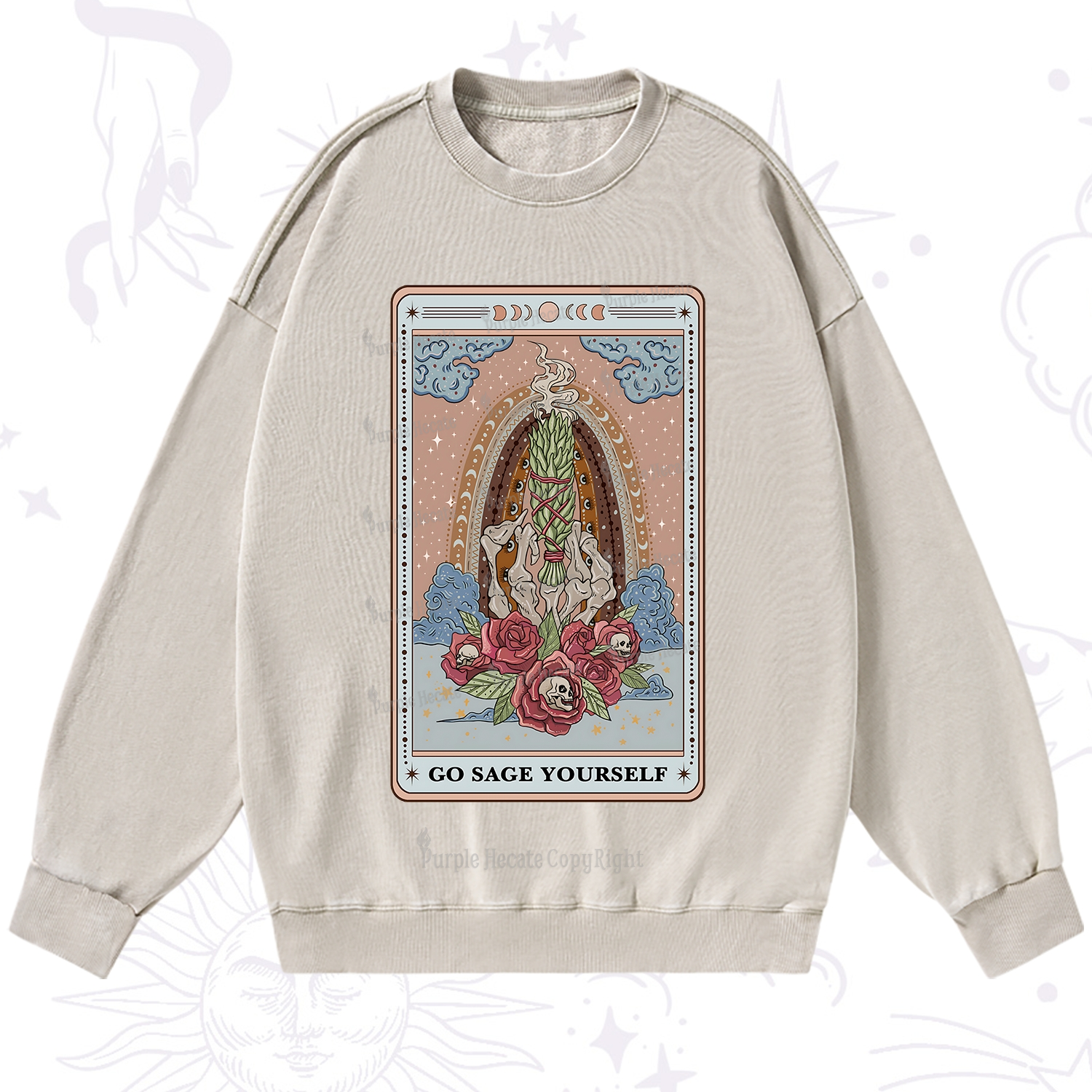Purplehecate The Go Sage Yourself Tarot Washed Sweatshirt
