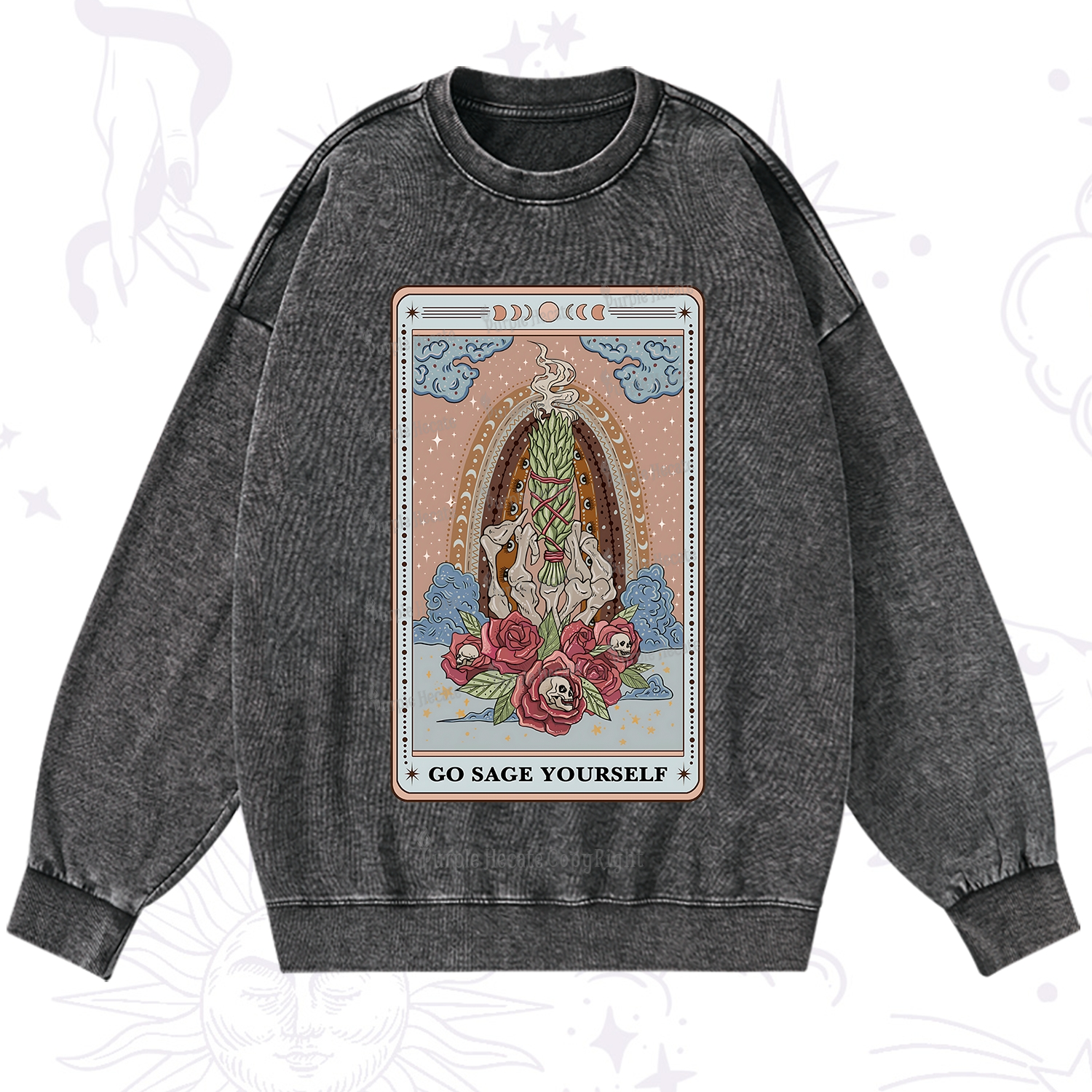 Purplehecate The Go Sage Yourself Tarot Washed Sweatshirt