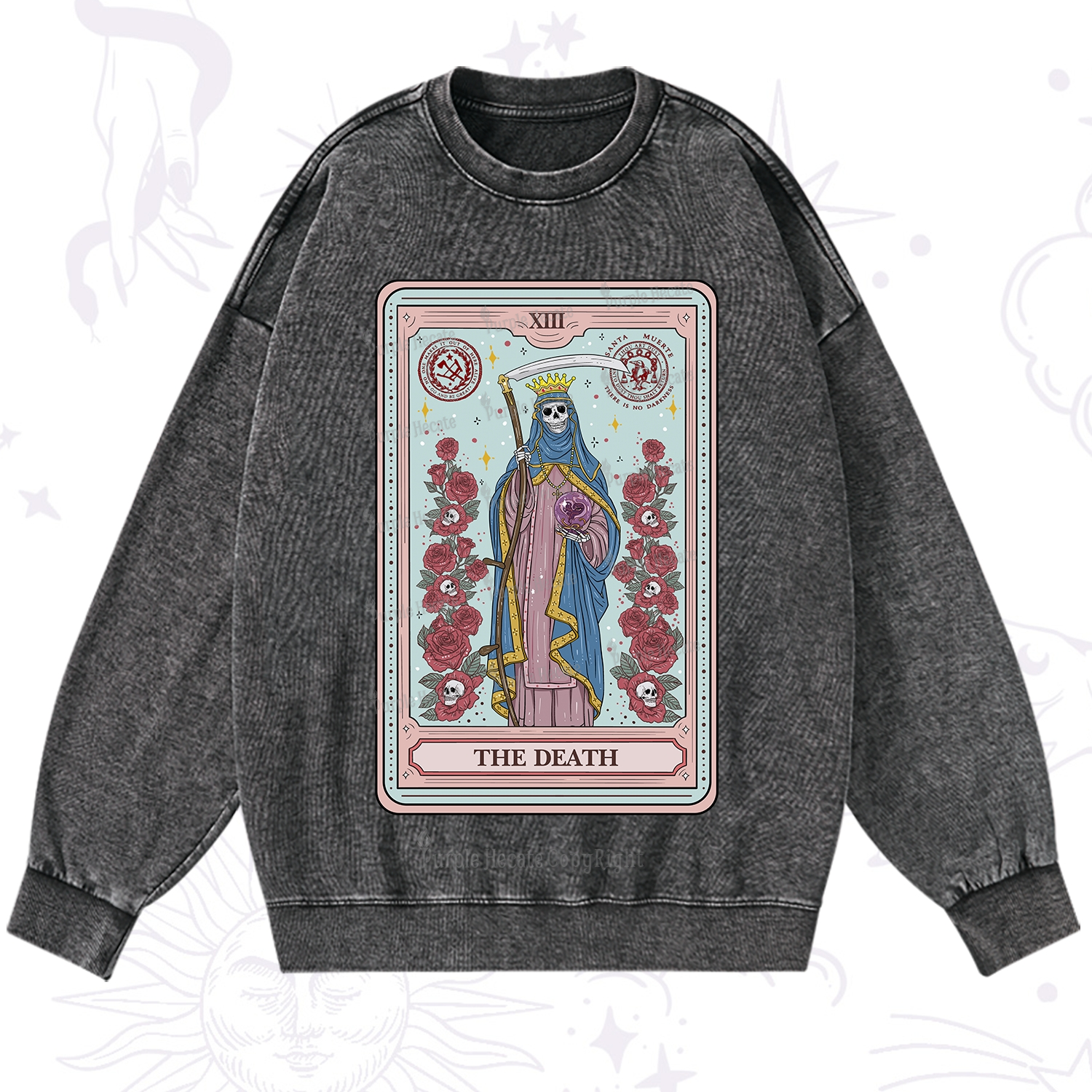 Purplehecate  The Death Tarot Washed Sweatshirt