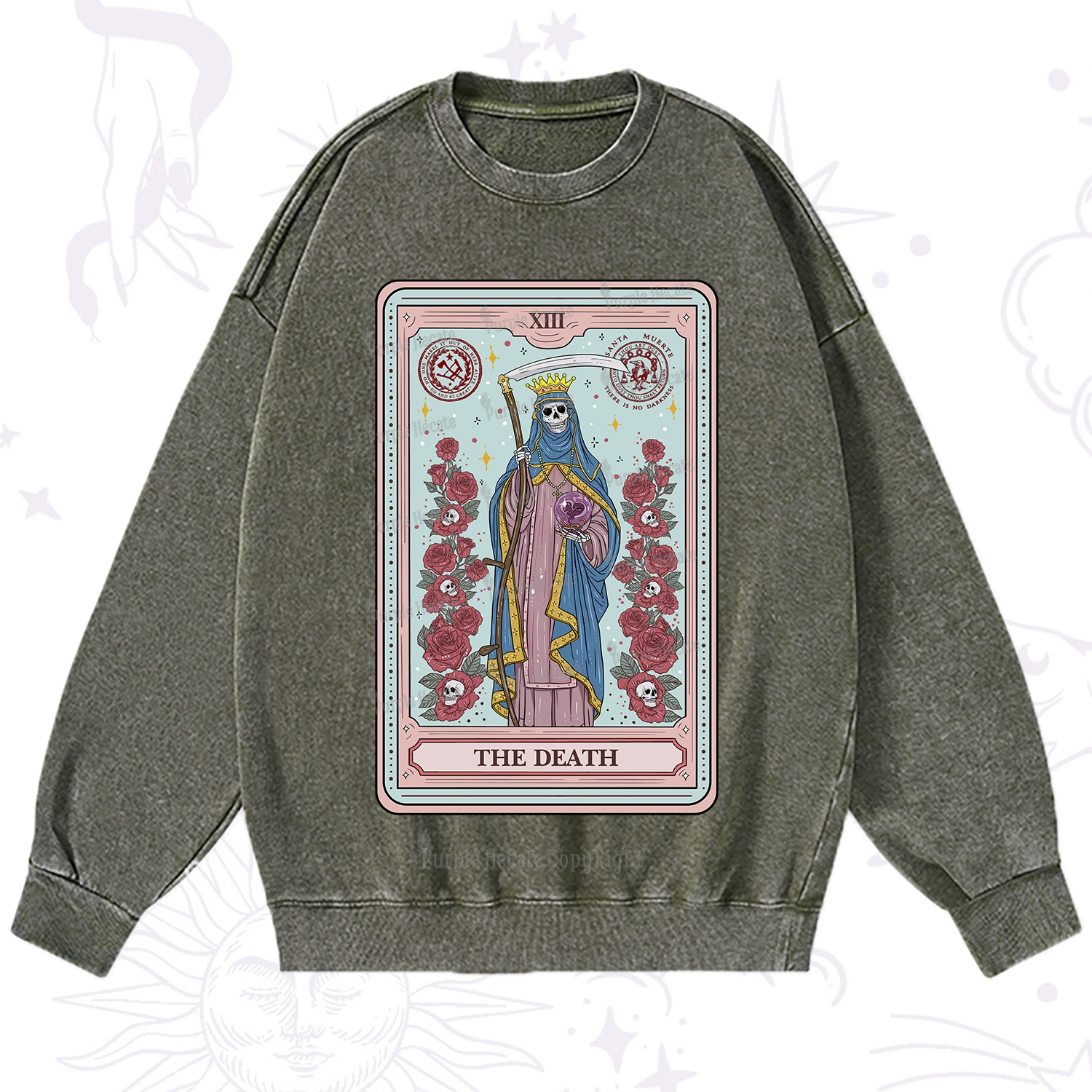 Purplehecate  The Death Tarot Washed Sweatshirt