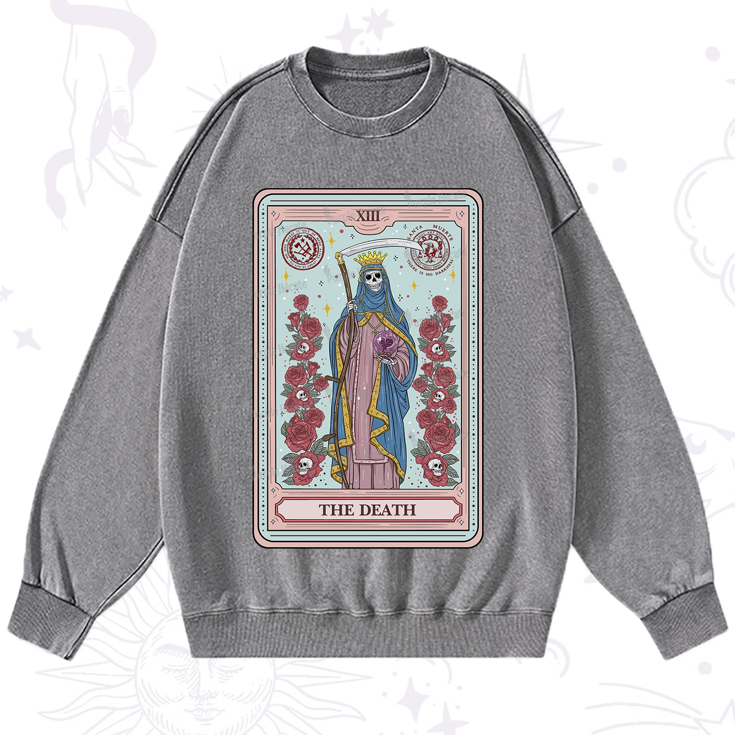 Purplehecate  The Death Tarot Washed Sweatshirt