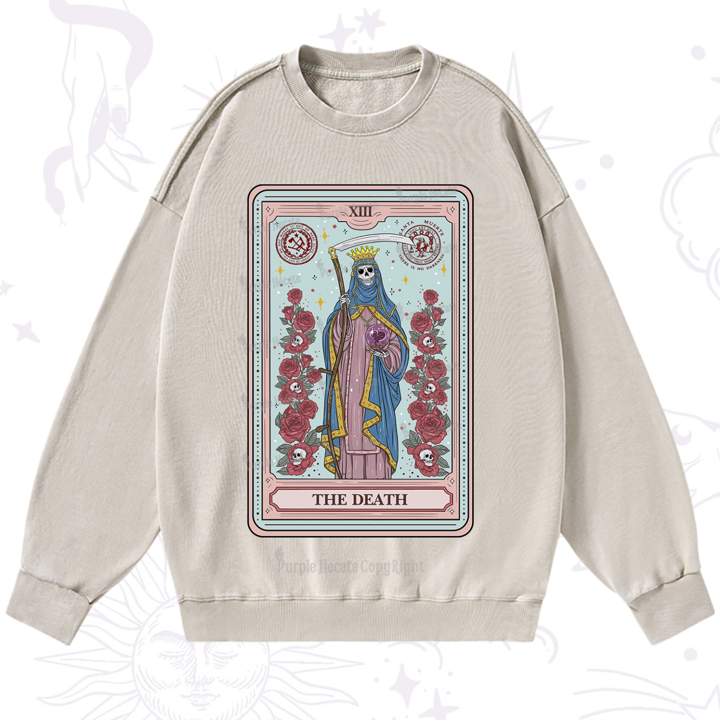 Purplehecate  The Death Tarot Washed Sweatshirt